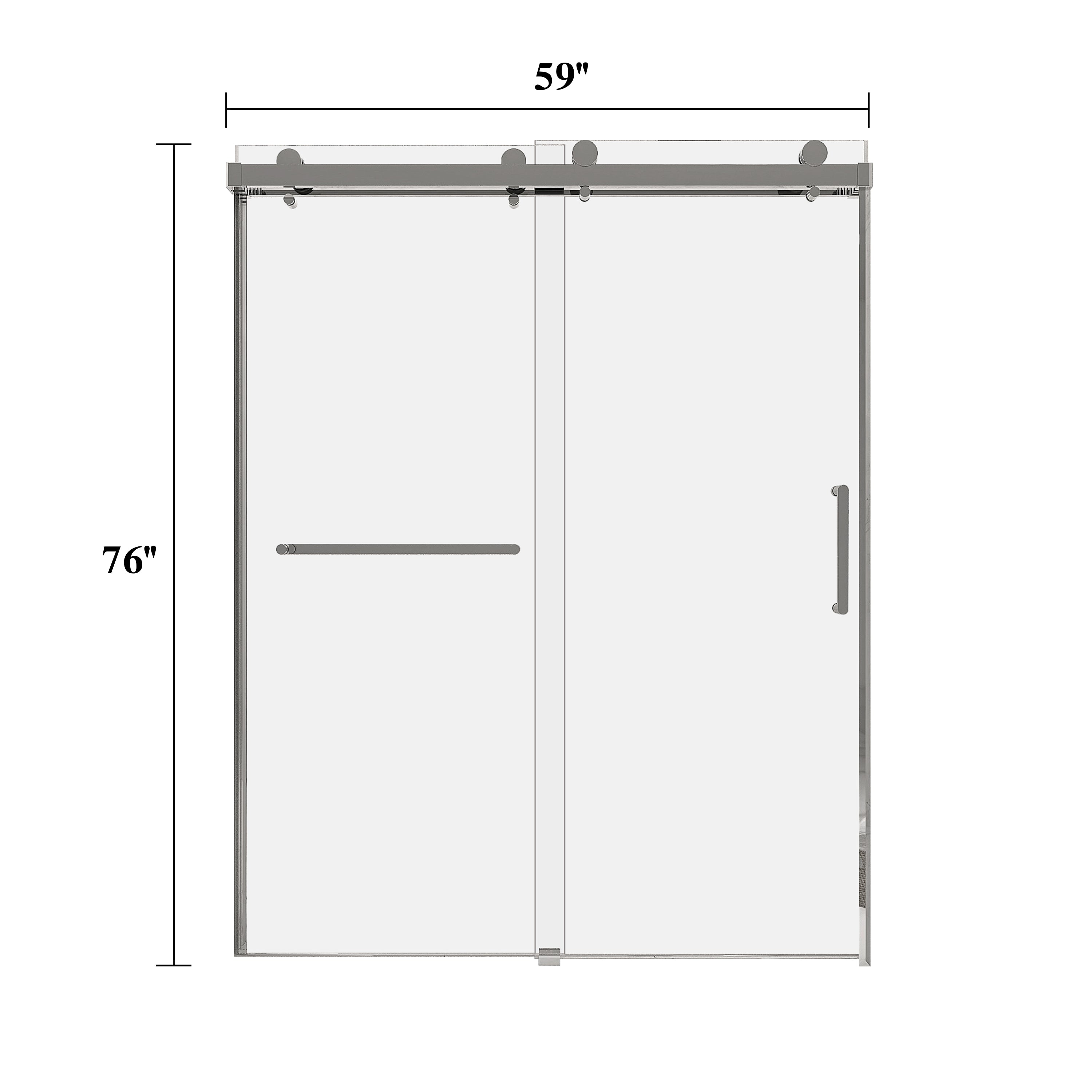 Sliding Frameless Shower Door with Tempered Glass