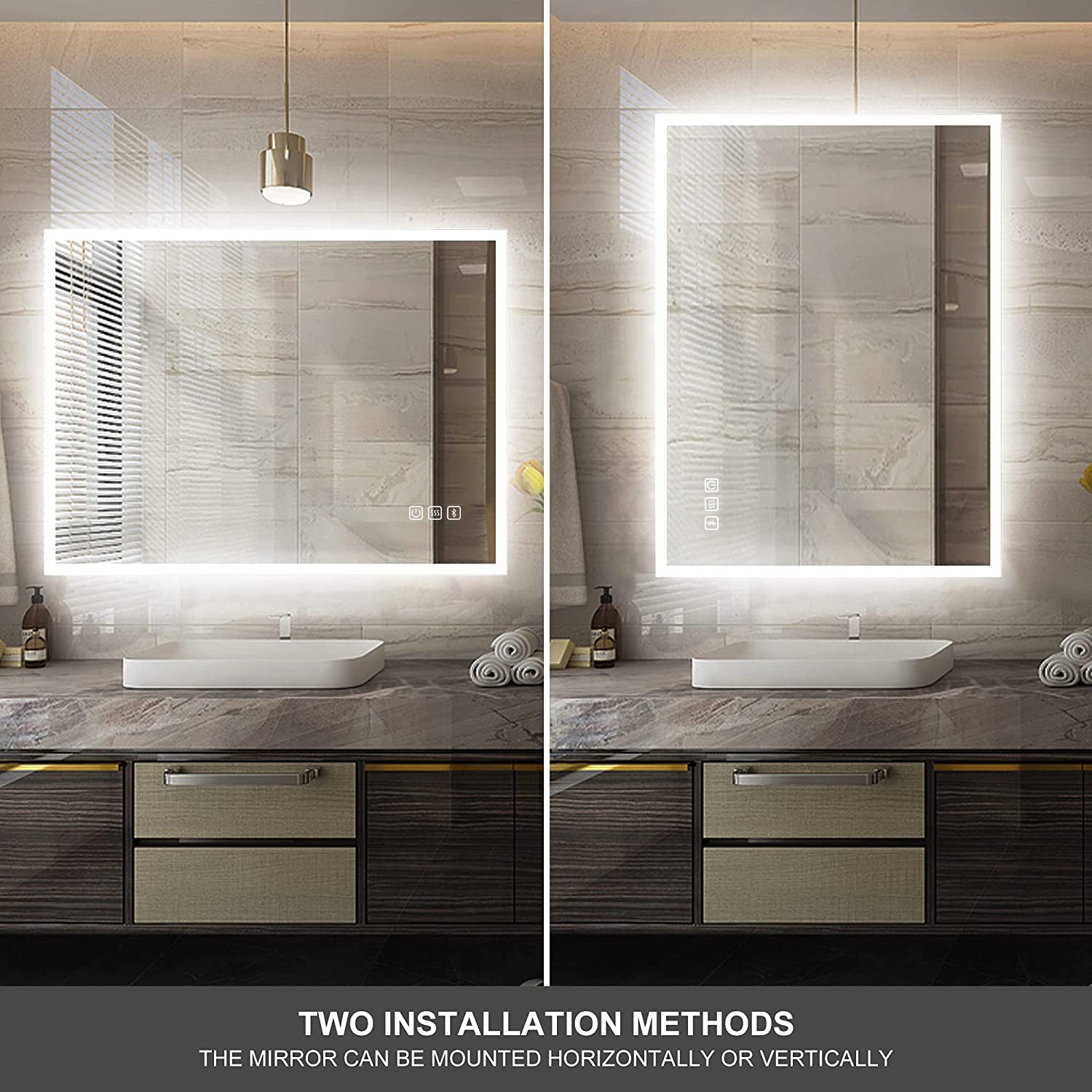 24 in. W x 35 in. H Large Oval Frameless Wall-Mount Anti-Fog LED Light Bathroom Vanity Mirror