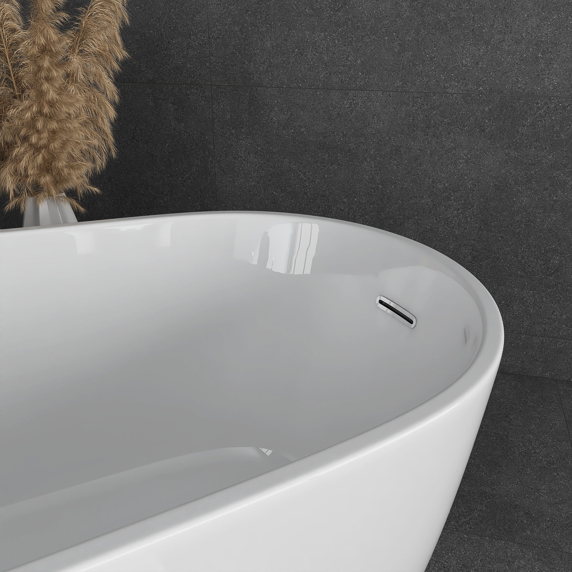 55"/59"/63" Acrylic Single Slipper Freestanding Soaking Bathtub in White