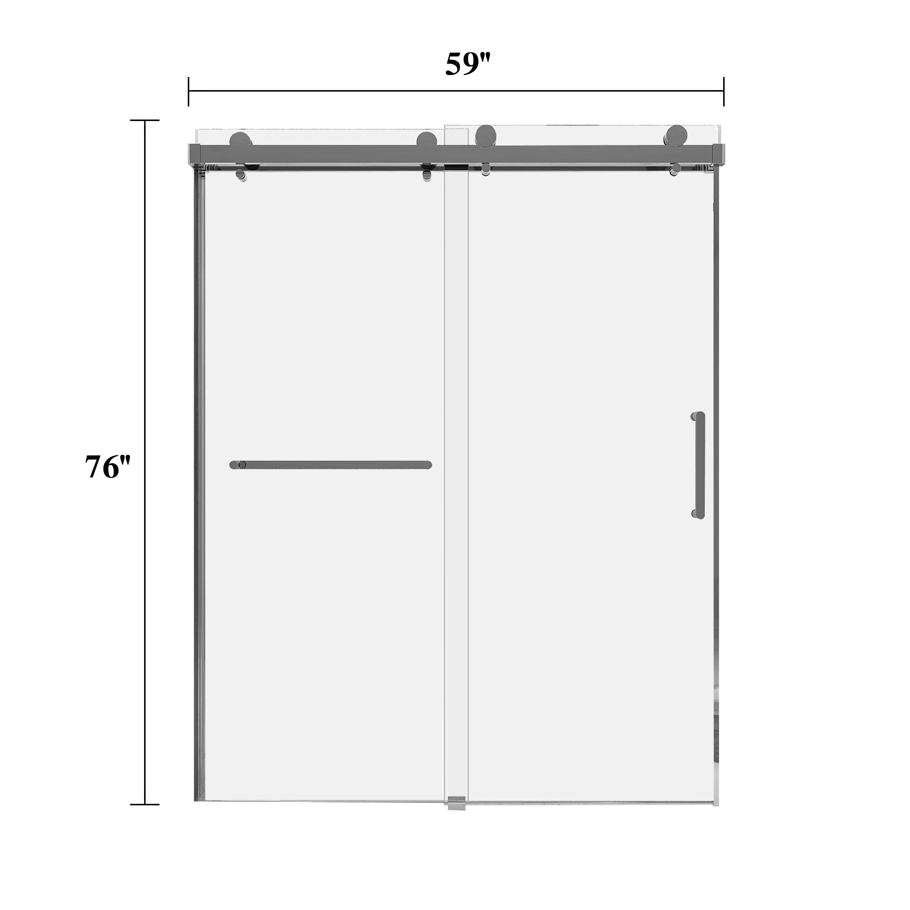 Sliding Frameless Shower Door with Tempered Glass