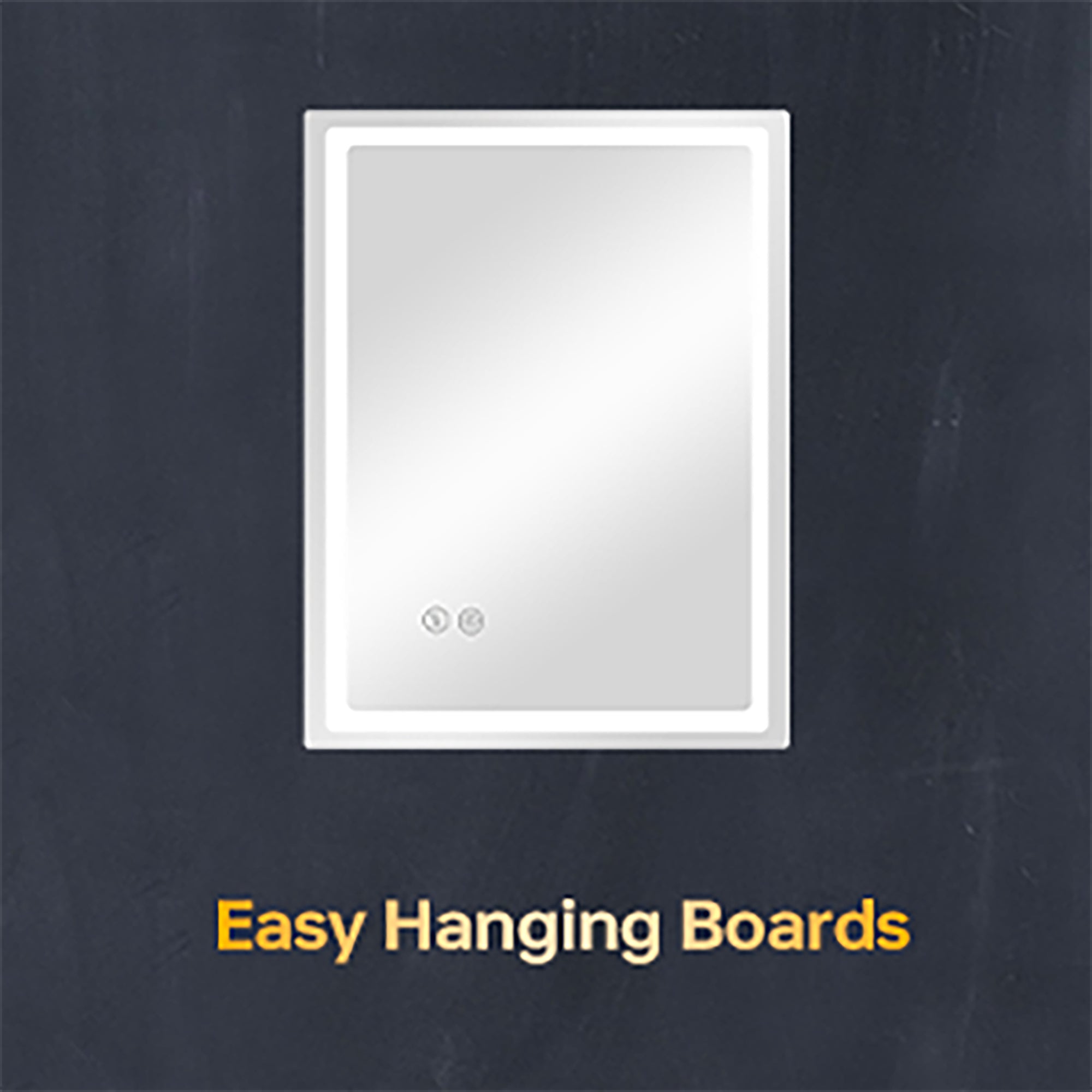 24 Inch Rectangular Framed Anti-Fog Wall Mounted LED Bathroom Vanity Mirror in White