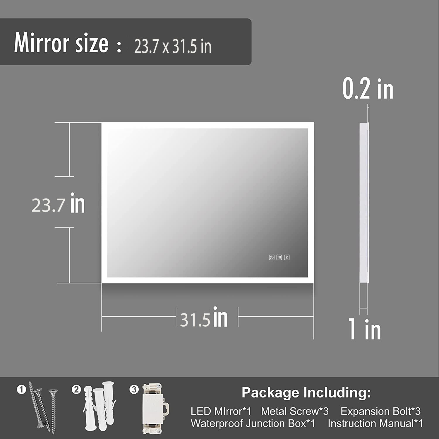 24 in. W x 35 in. H Large Oval Frameless Wall-Mount Anti-Fog LED Light Bathroom Vanity Mirror