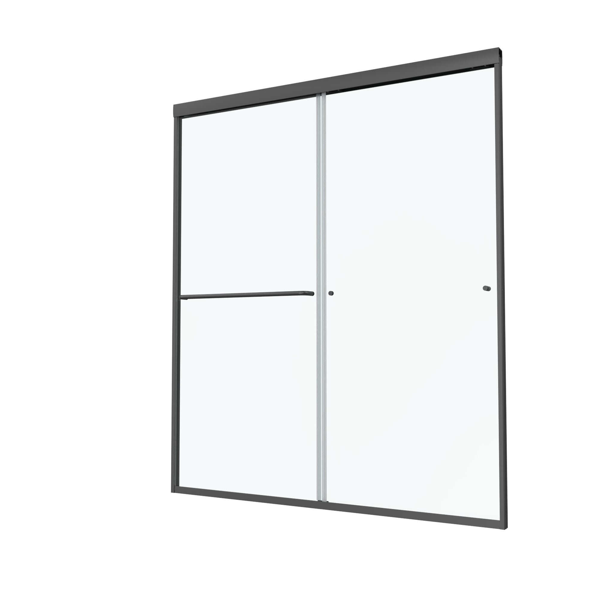 34 in. W X 72 in. H Semi-Frameless Pivot Shower Door in Matte Black with Clear Glass