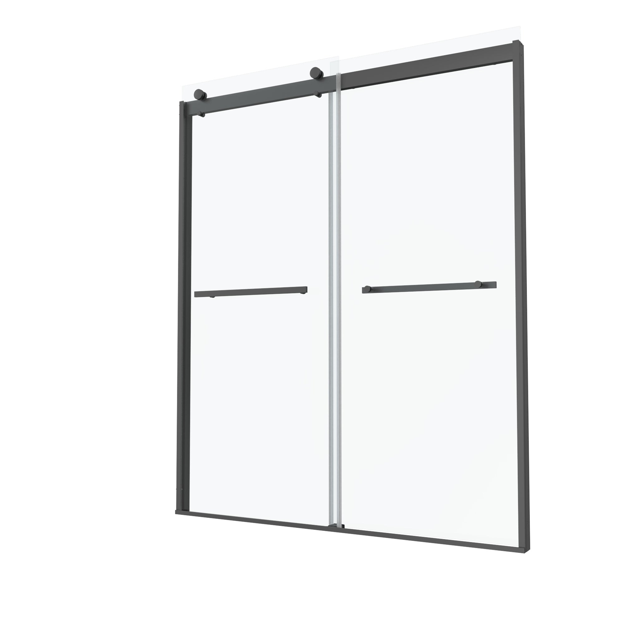 34 in. W X 72 in. H Semi-Frameless Pivot Shower Door in Matte Black with Clear Glass