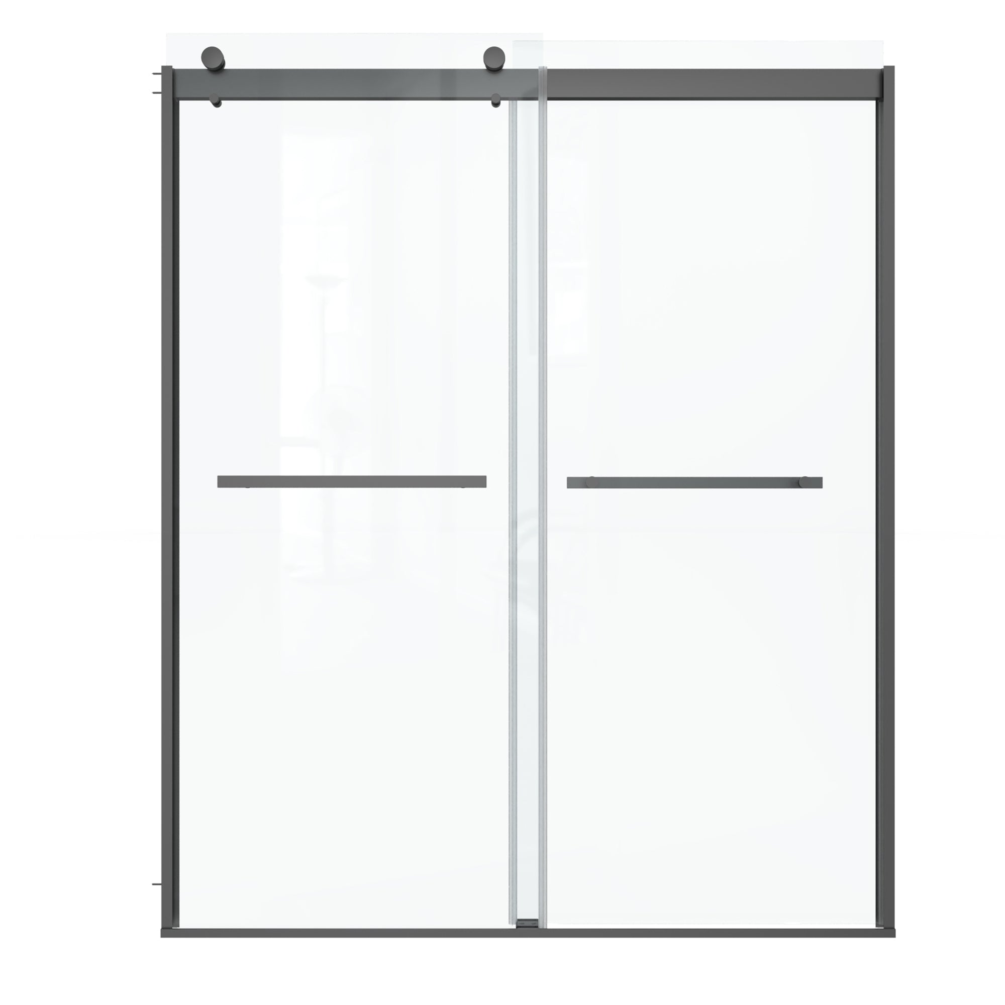 34 in. W X 72 in. H Semi-Frameless Pivot Shower Door in Matte Black with Clear Glass