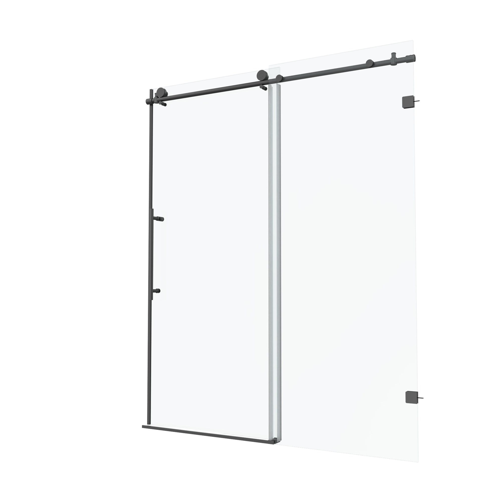 34 in. W X 72 in. H Semi-Frameless Pivot Shower Door in Matte Black with Clear Glass
