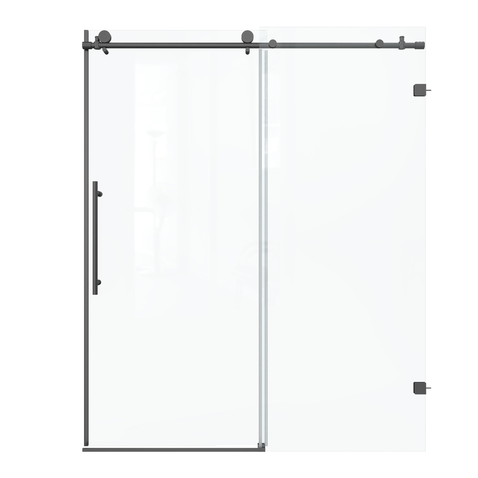 34 in. W X 72 in. H Semi-Frameless Pivot Shower Door in Matte Black with Clear Glass