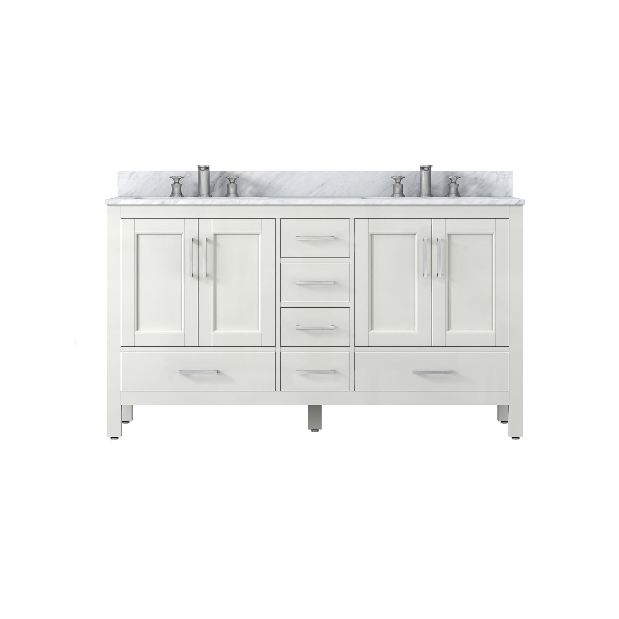 36" Plywood Freestanding Bathroom Vanity Set with Drawer and Doors and Natural Marble Top and Ceramic Sink