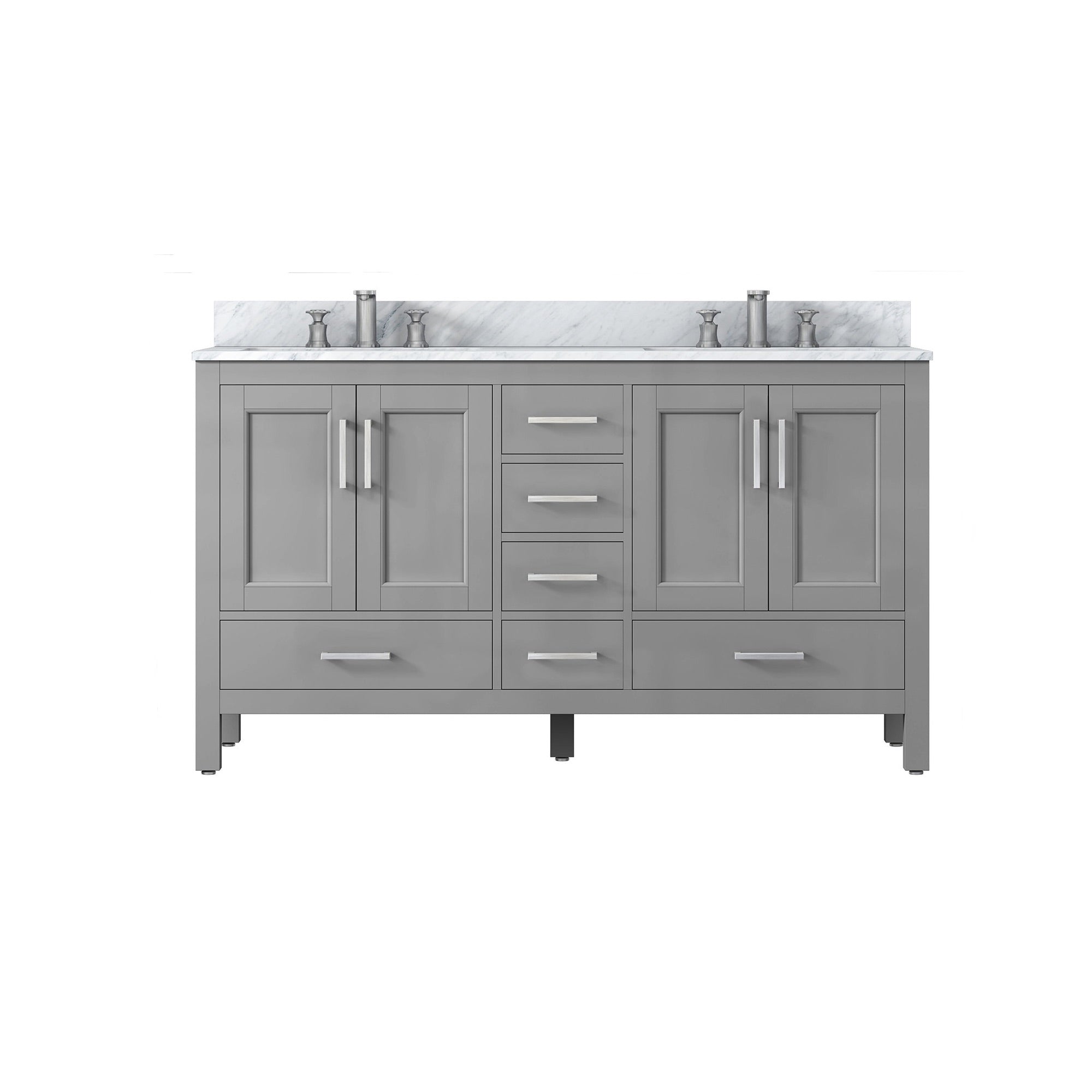 36" Plywood Freestanding Bathroom Vanity Set with Drawer and Doors and Natural Marble Top and Ceramic Sink