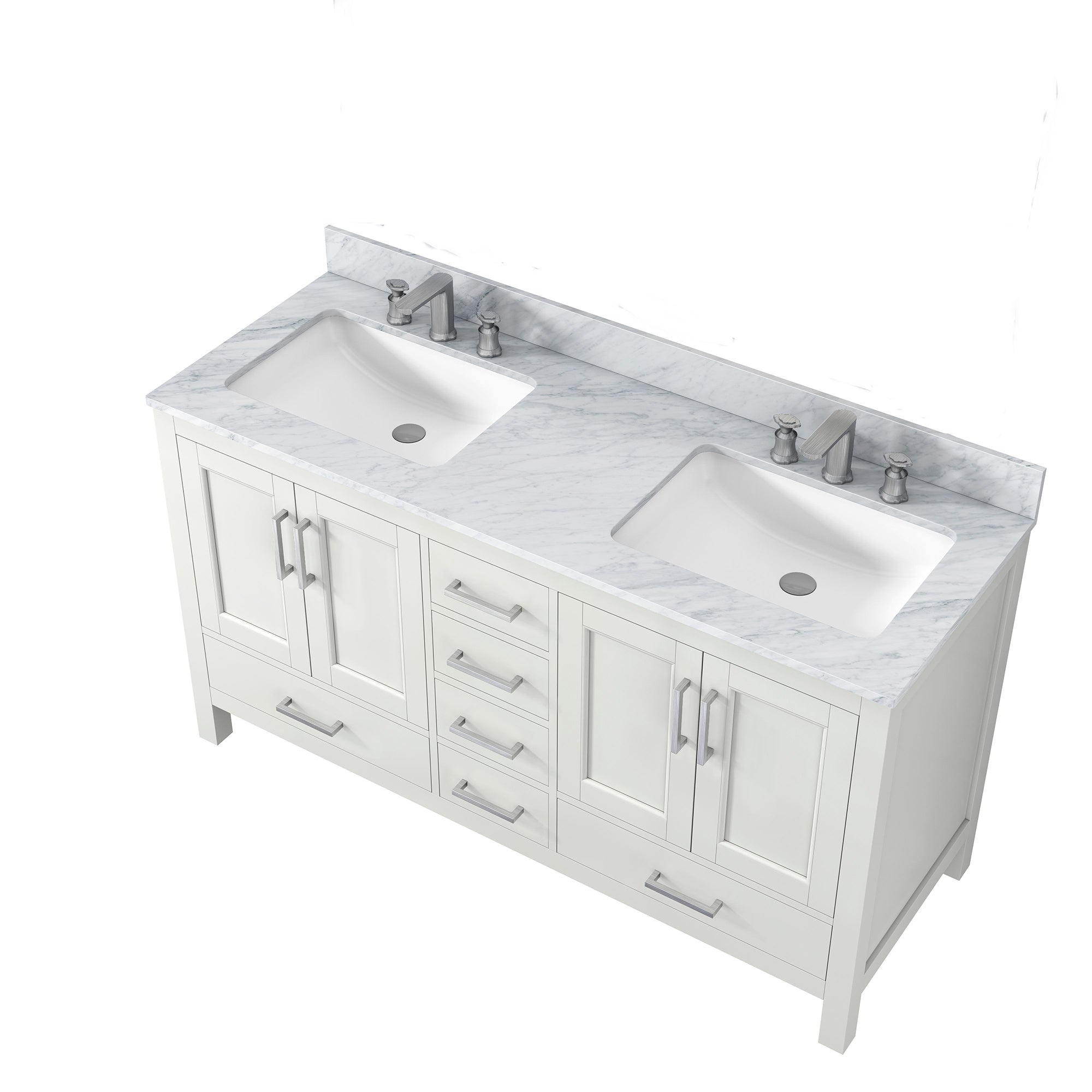 36" Plywood Freestanding Bathroom Vanity Set with Drawer and Doors and Natural Marble Top and Ceramic Sink