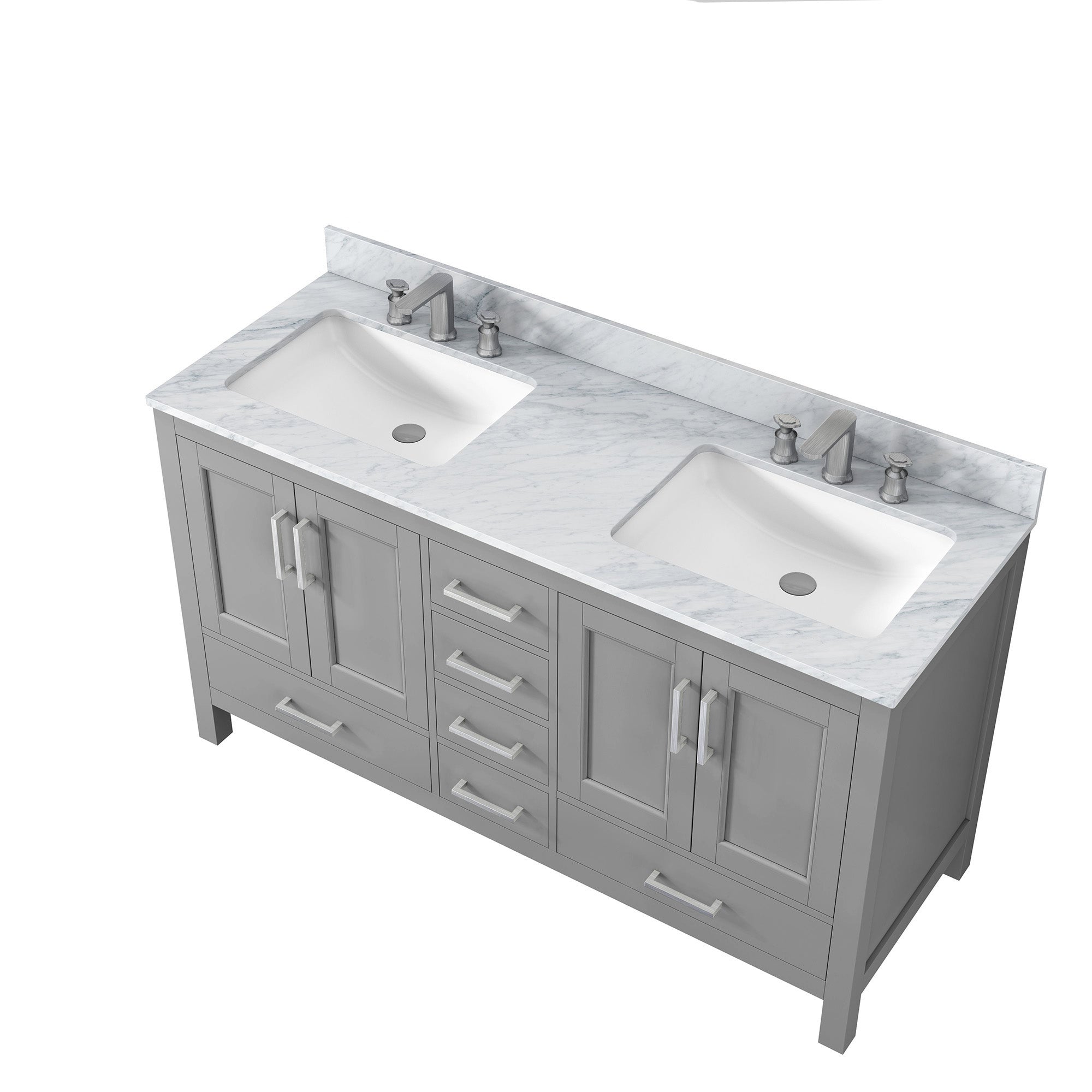 36" Plywood Freestanding Bathroom Vanity Set with Drawer and Doors and Natural Marble Top and Ceramic Sink