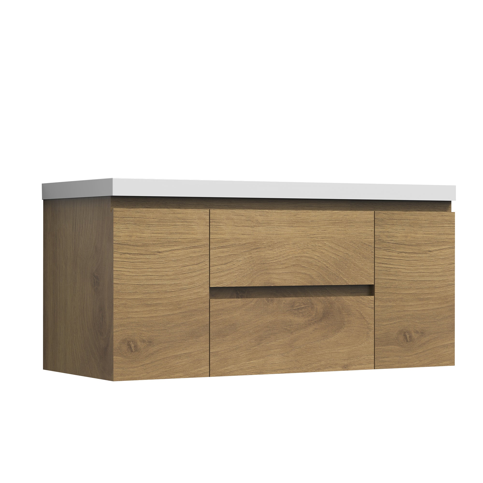 Wall-Mounted 2-drawer Bathroom Vanity Set with Integrated Resin Sink