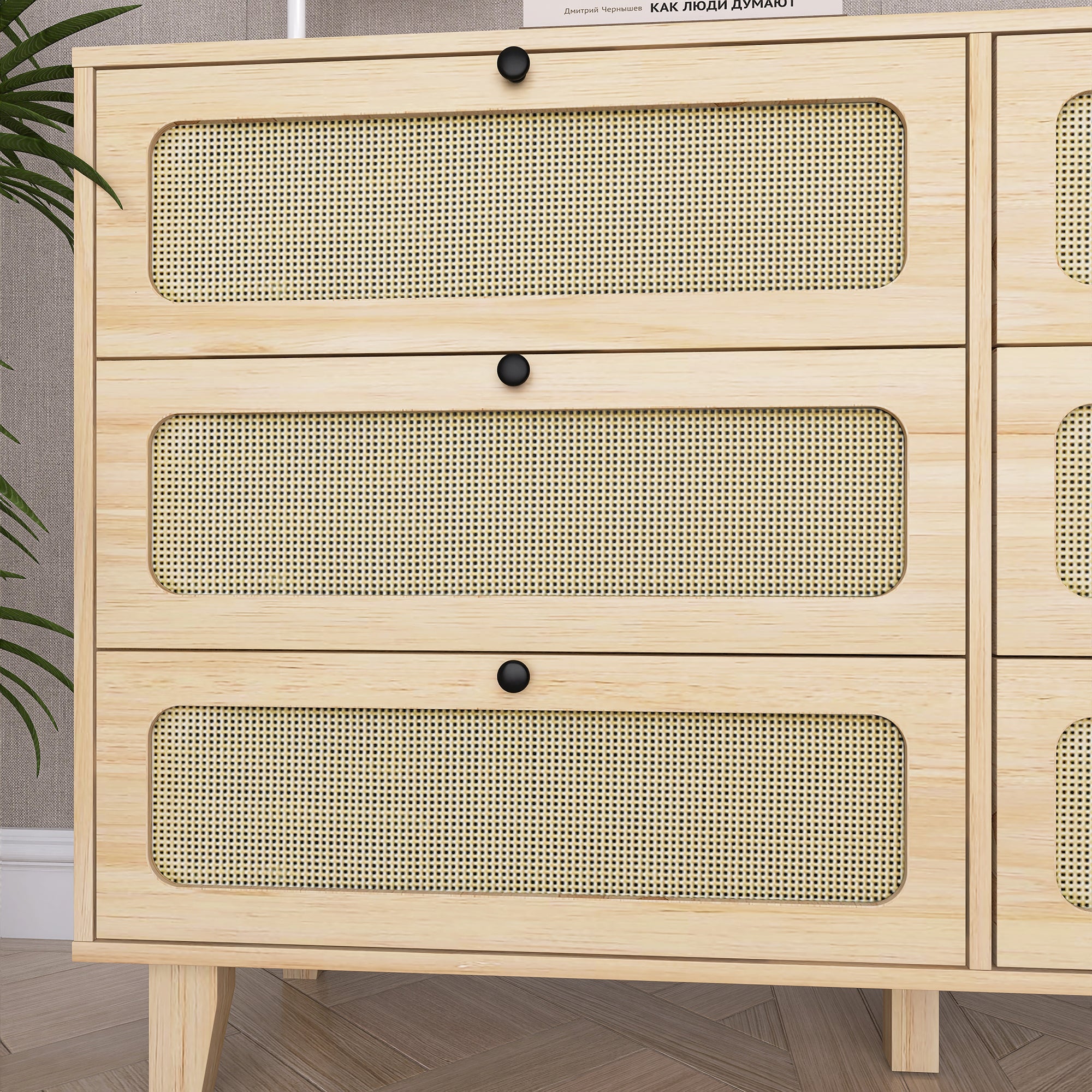 52 Inches 6-Drawer MDF Double Dresser