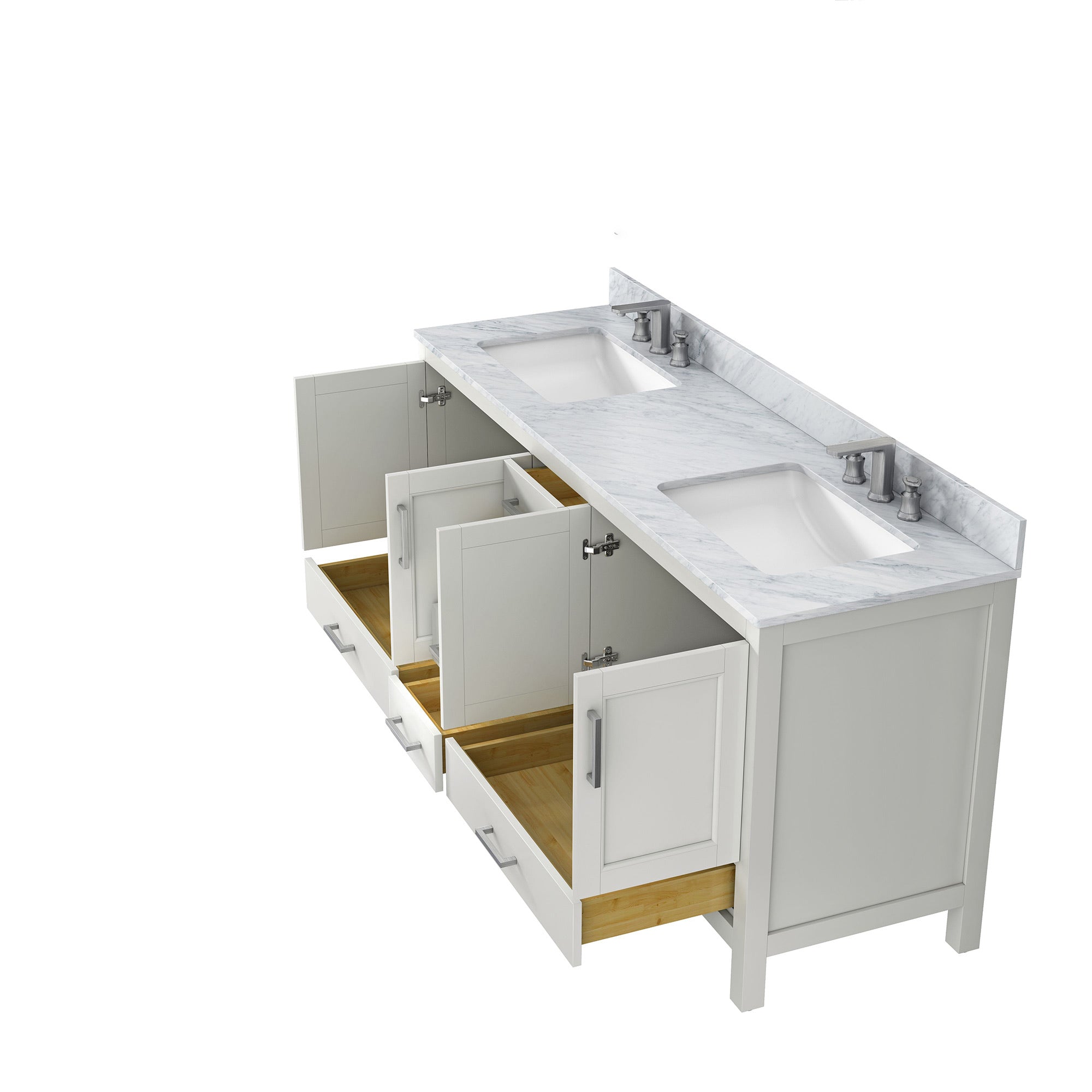 36" Plywood Freestanding Bathroom Vanity Set with Drawer and Doors and Natural Marble Top and Ceramic Sink