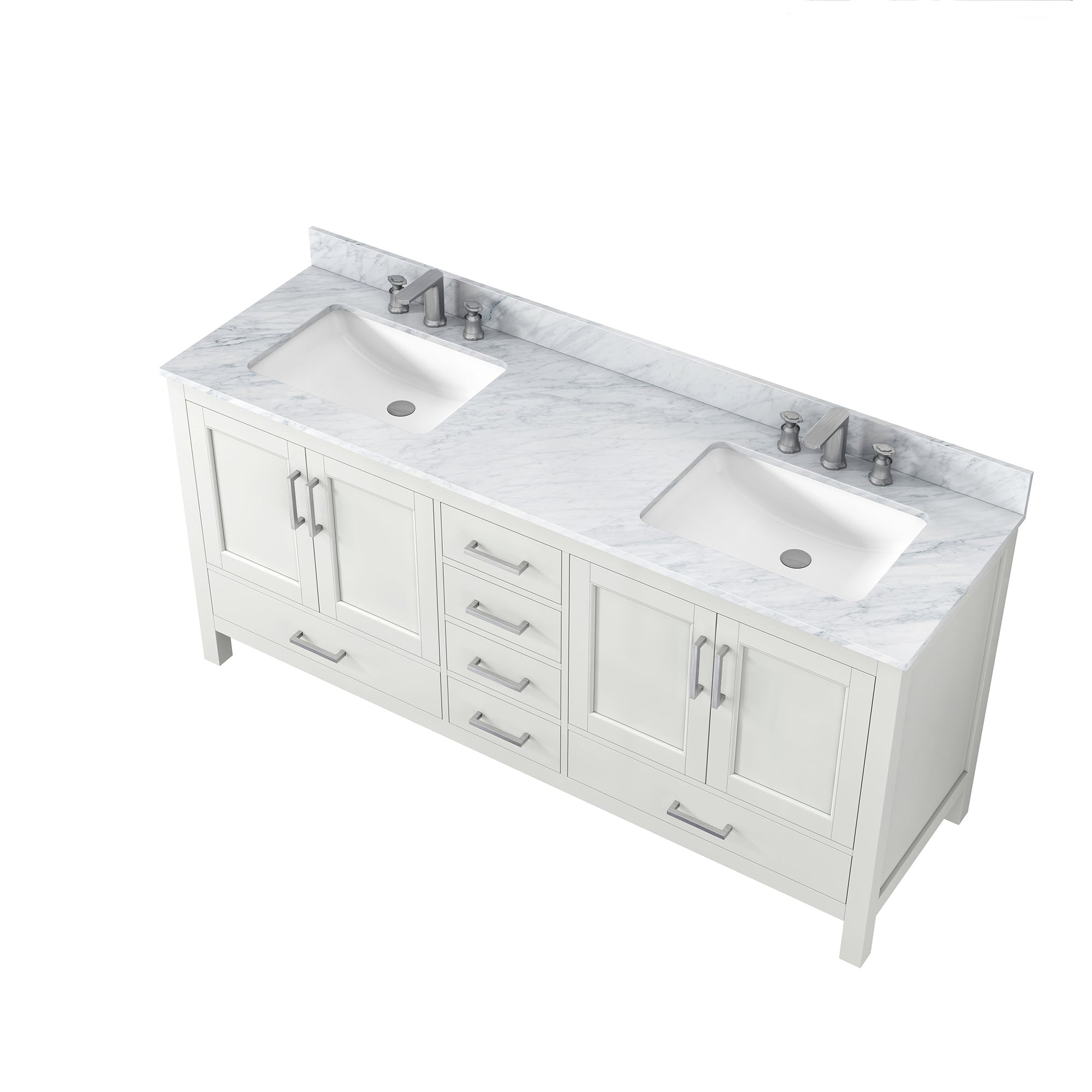 36" Plywood Freestanding Bathroom Vanity Set with Drawer and Doors and Natural Marble Top and Ceramic Sink