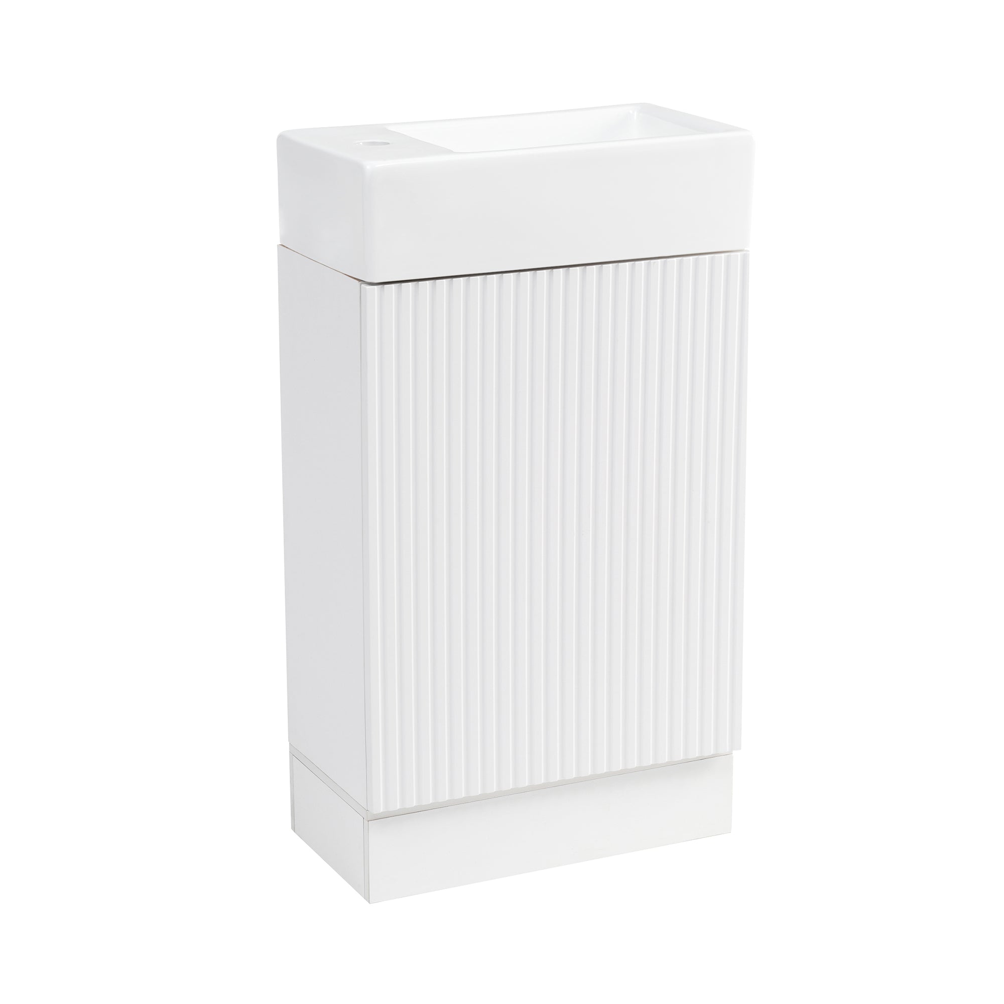 White 18.6 in.W x 33 in.H MDF Bathroom Vanity with Ceramic Sink and Two-tier Shelf
