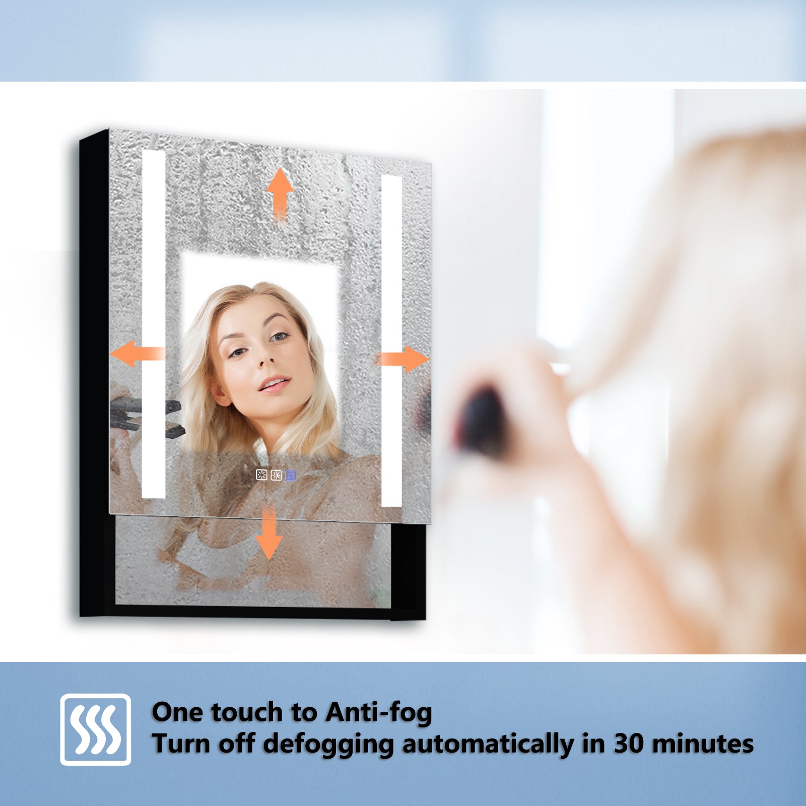 2Aluminum Surface/Recessed Mount Medicine Cabinet with Mirror, Outlet and Lights