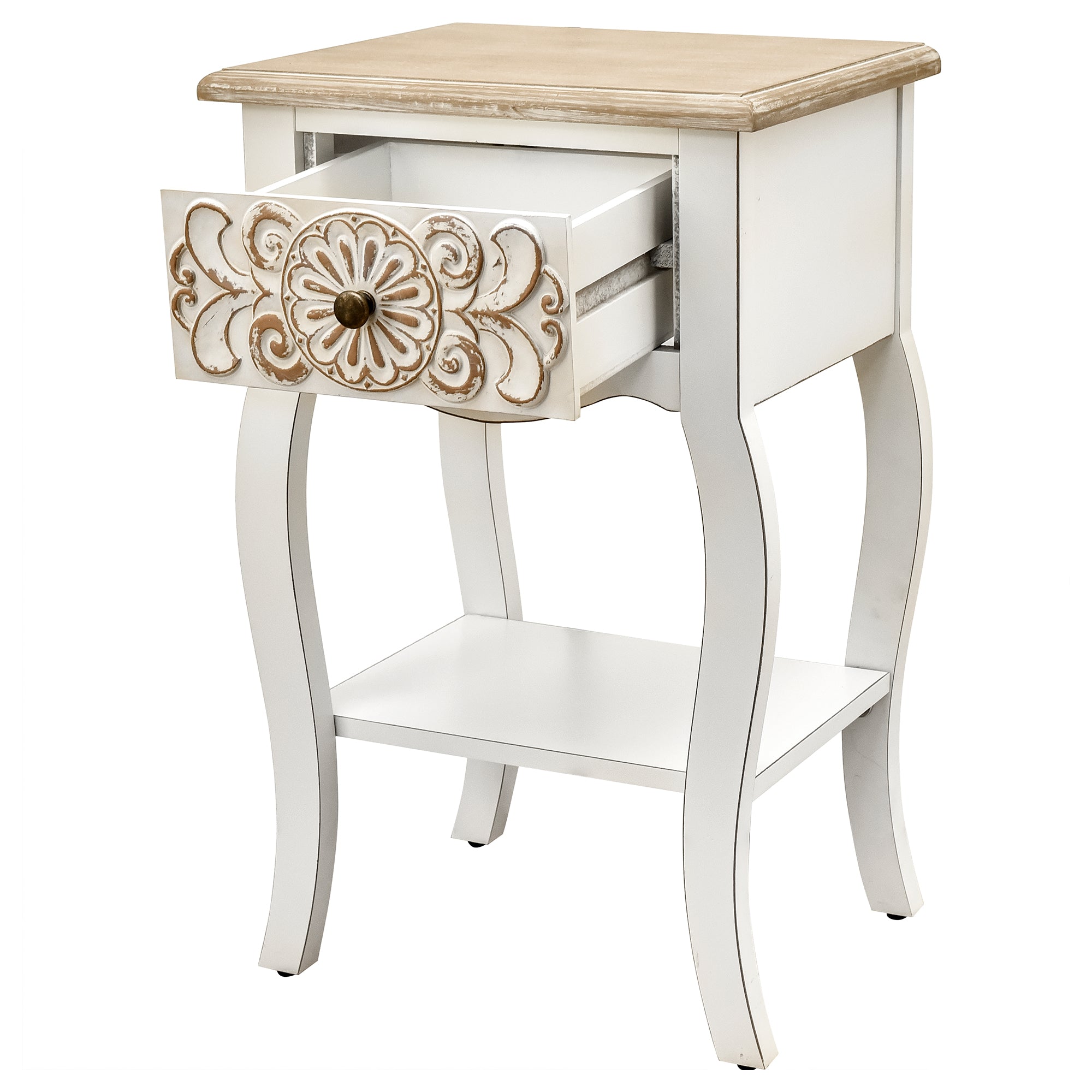 17 Inch 1-door Accent Cabinet in Natural with White Wash