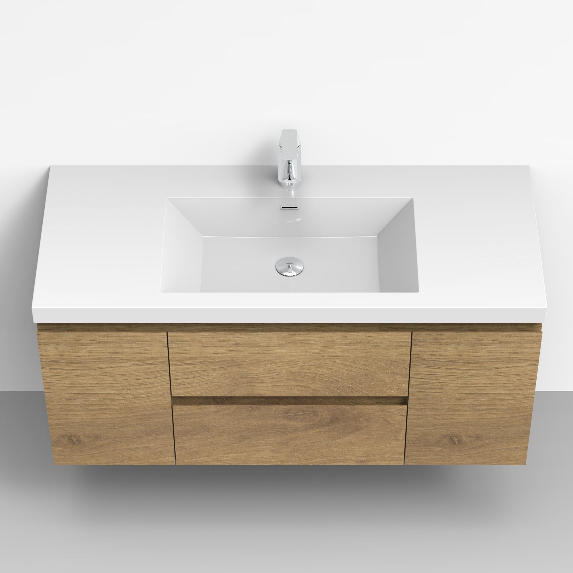 Wall-Mounted 2-drawer Bathroom Vanity Set with Integrated Resin Sink