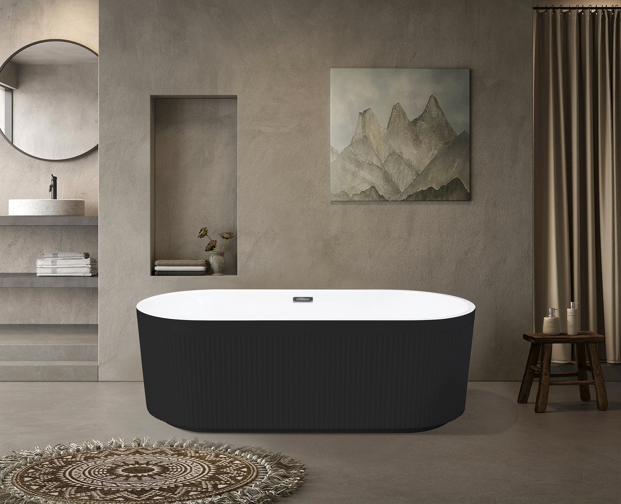 59 in. Acrylic Freestanding Flatbottom Soaking Bathtub