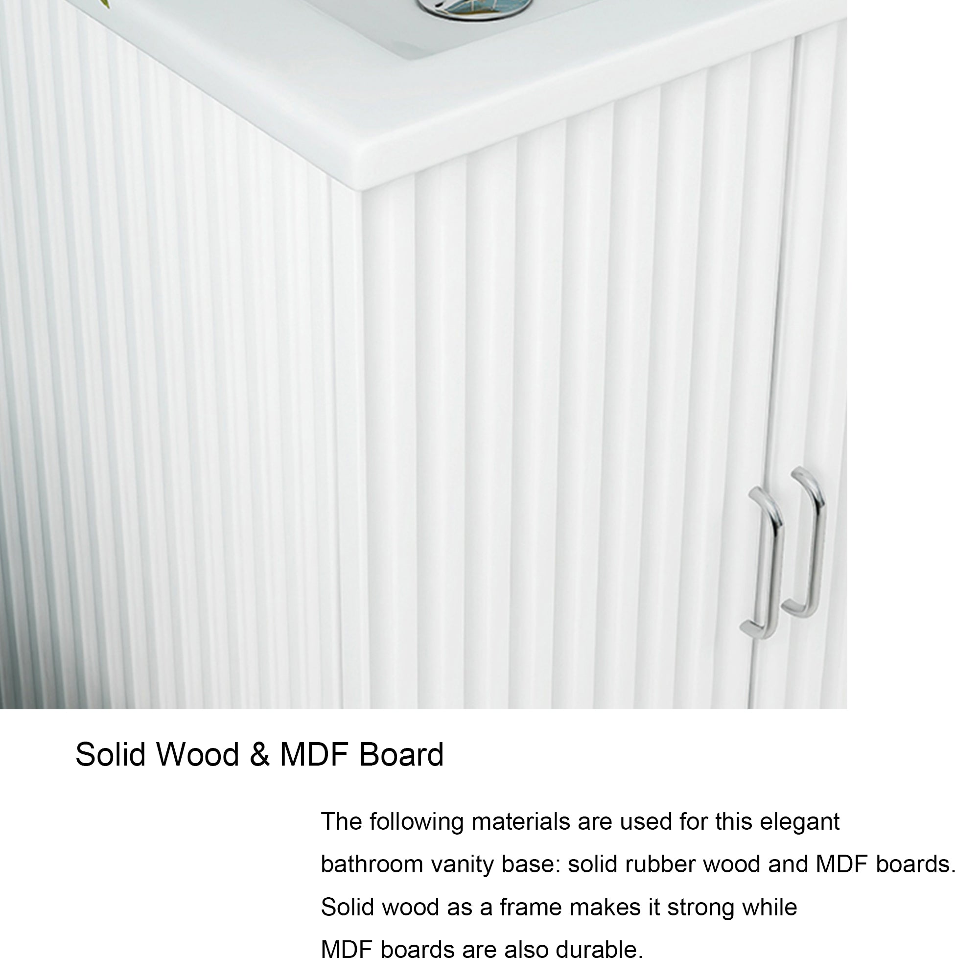 24" Freestanding Solid Wood and MDF Bathroom Vanity Set with Two Doors and Adjustable Shelves