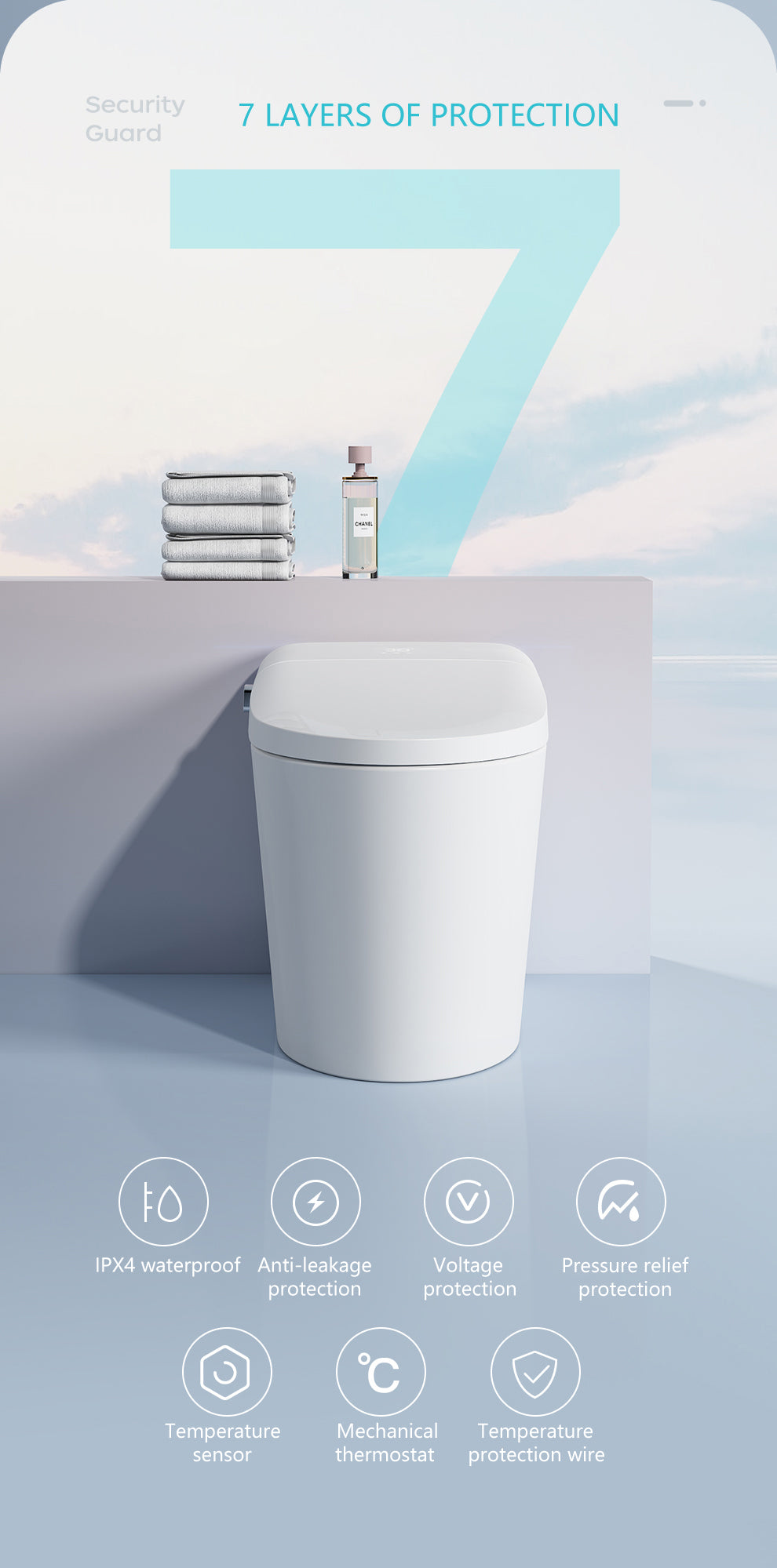 Smart Toilet with Auto Flush and Heated Seat and Remote Control Ceramic Elongated Toilet
