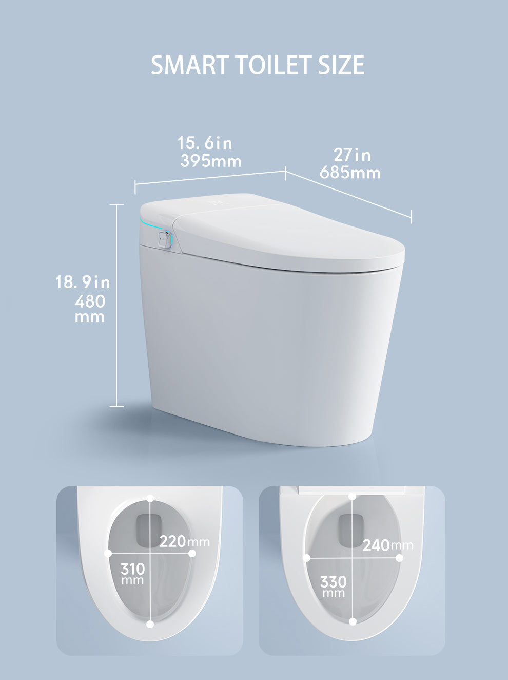 Smart Toilet with Auto Flush and Heated Seat and Remote Control Ceramic Elongated Toilet