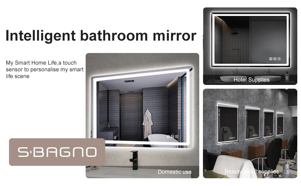 Round Frameless Anti-Fog Multi-functional Wall-Mount LED Bathroom Vanity Mirror