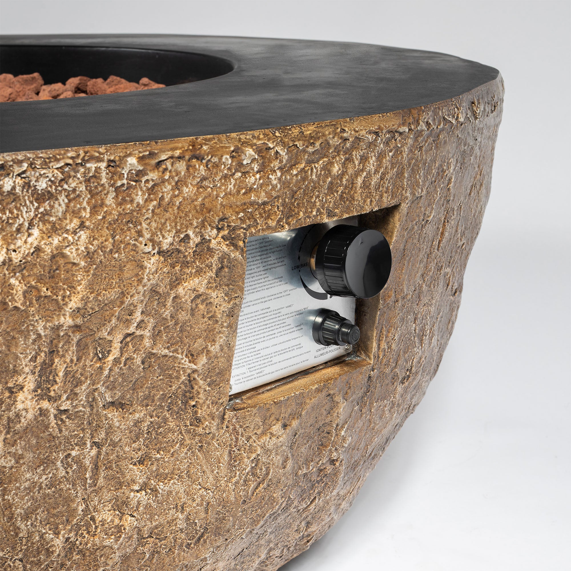 41.7 in Concrete Fire Pit Table Propane/ Liquefied Petroleum Gas in Brown