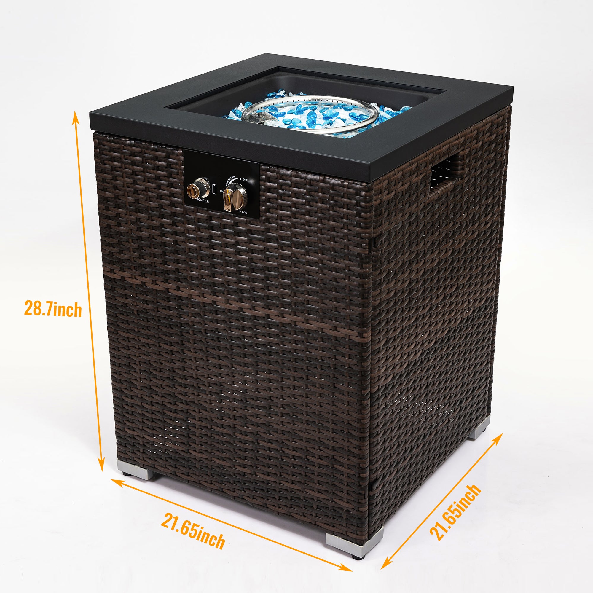 24.4 in Wicker Fire Pit Table Propane/ Liquefied Petroleum Gas in Dark Brown
