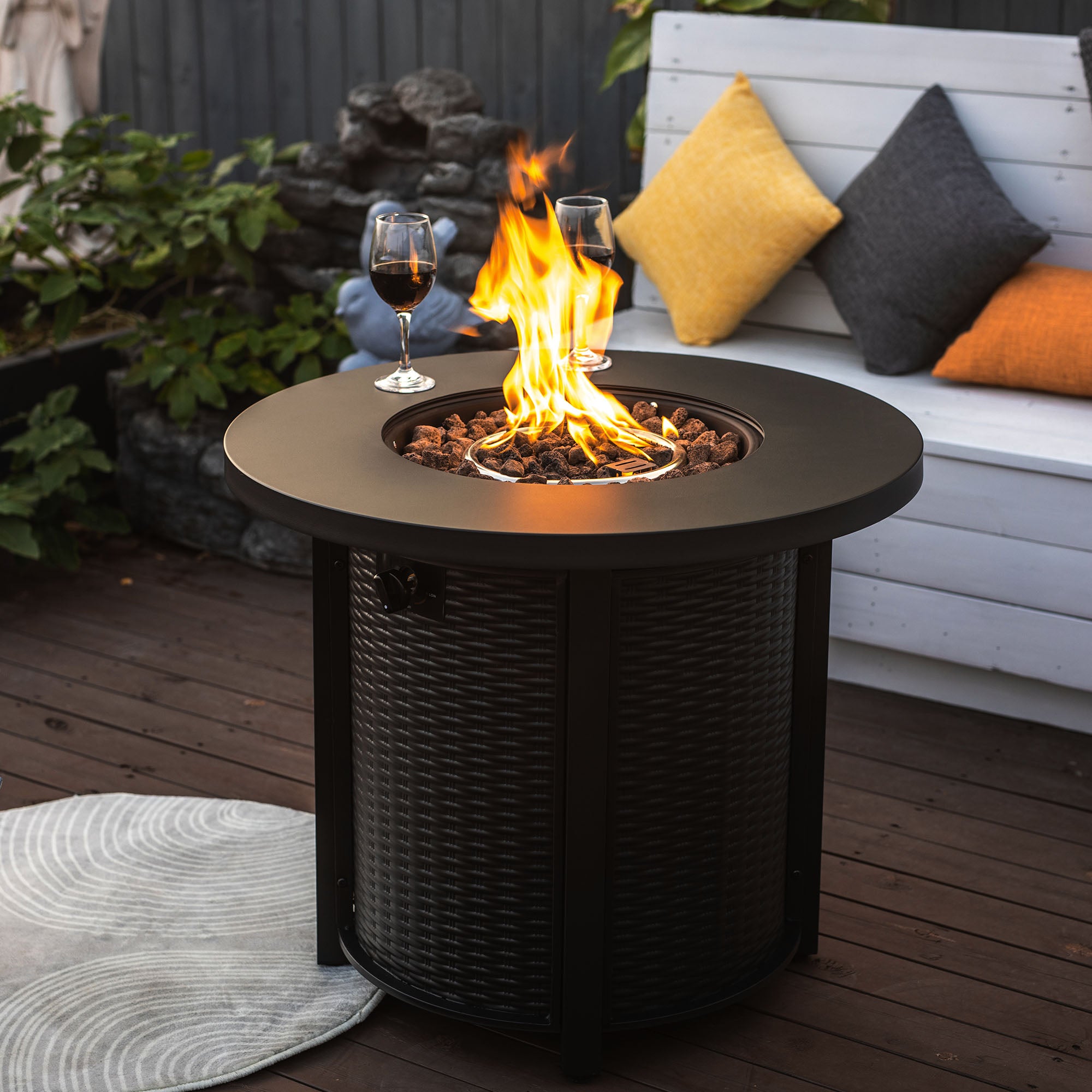 30 in Fire Pit Table Propane/ Liquefied Petroleum Gas in Black