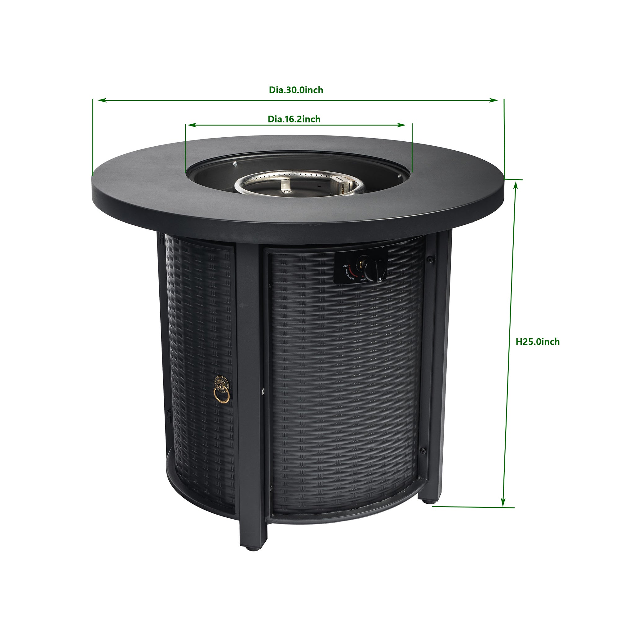 30 in Fire Pit Table Propane/ Liquefied Petroleum Gas in Black