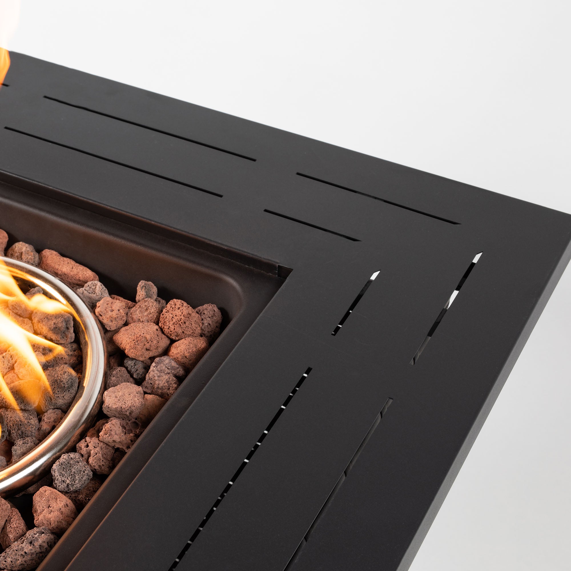28 in Rattan Fire Pit Table Propane/ Liquefied Petroleum Gas in Black and Brown