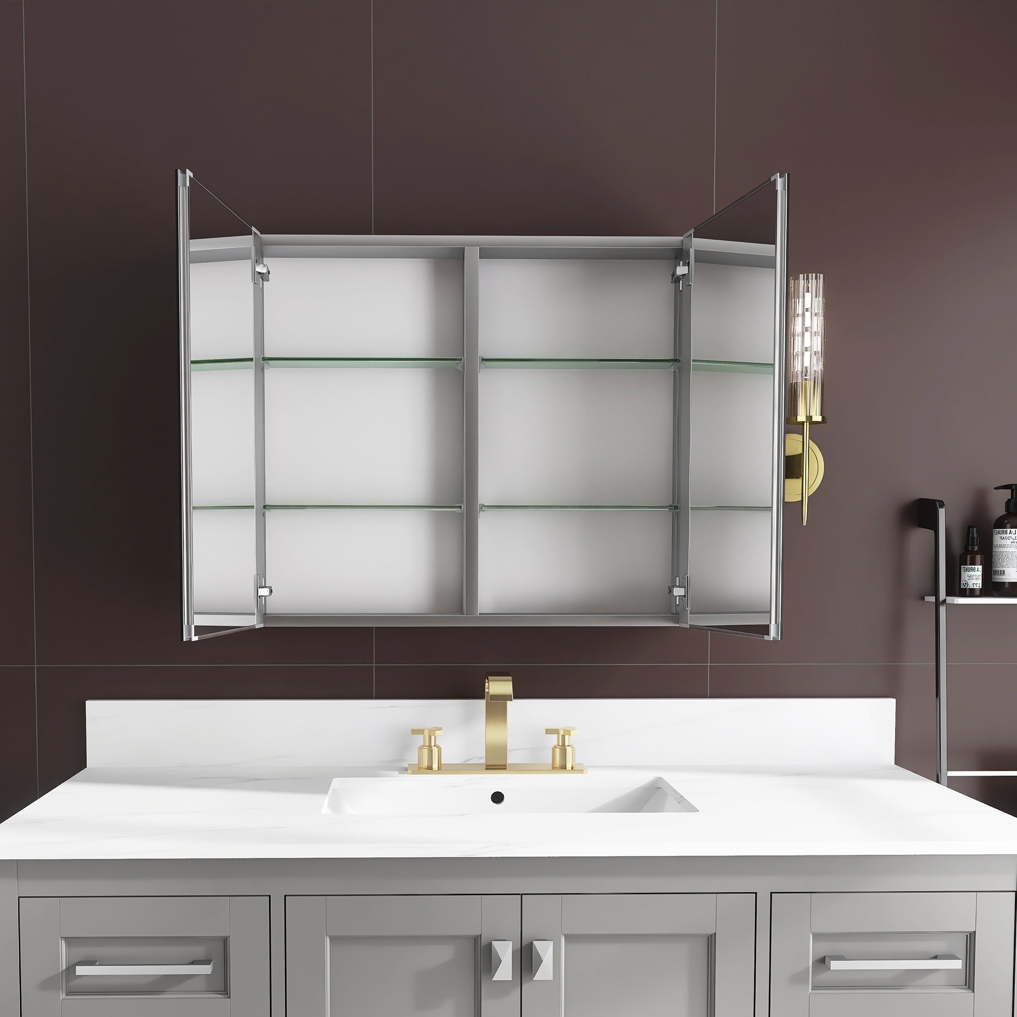 Rectangular Aluminum Recessed Mount /Surface Mount Medicine Cabinet with Mirror