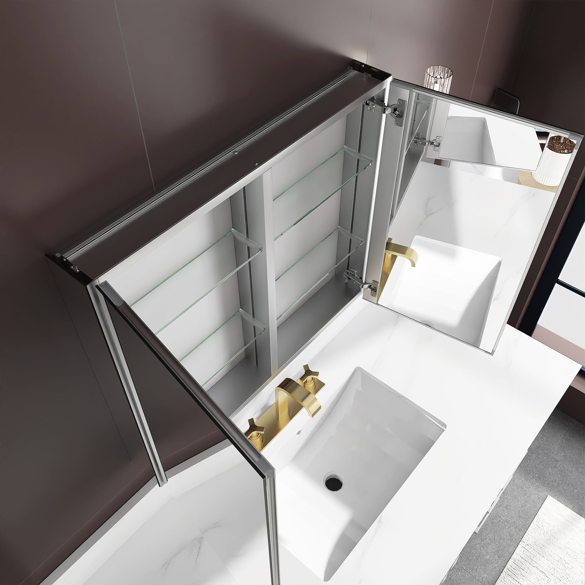 Rectangular Aluminum Recessed Mount /Surface Mount Medicine Cabinet with Mirror