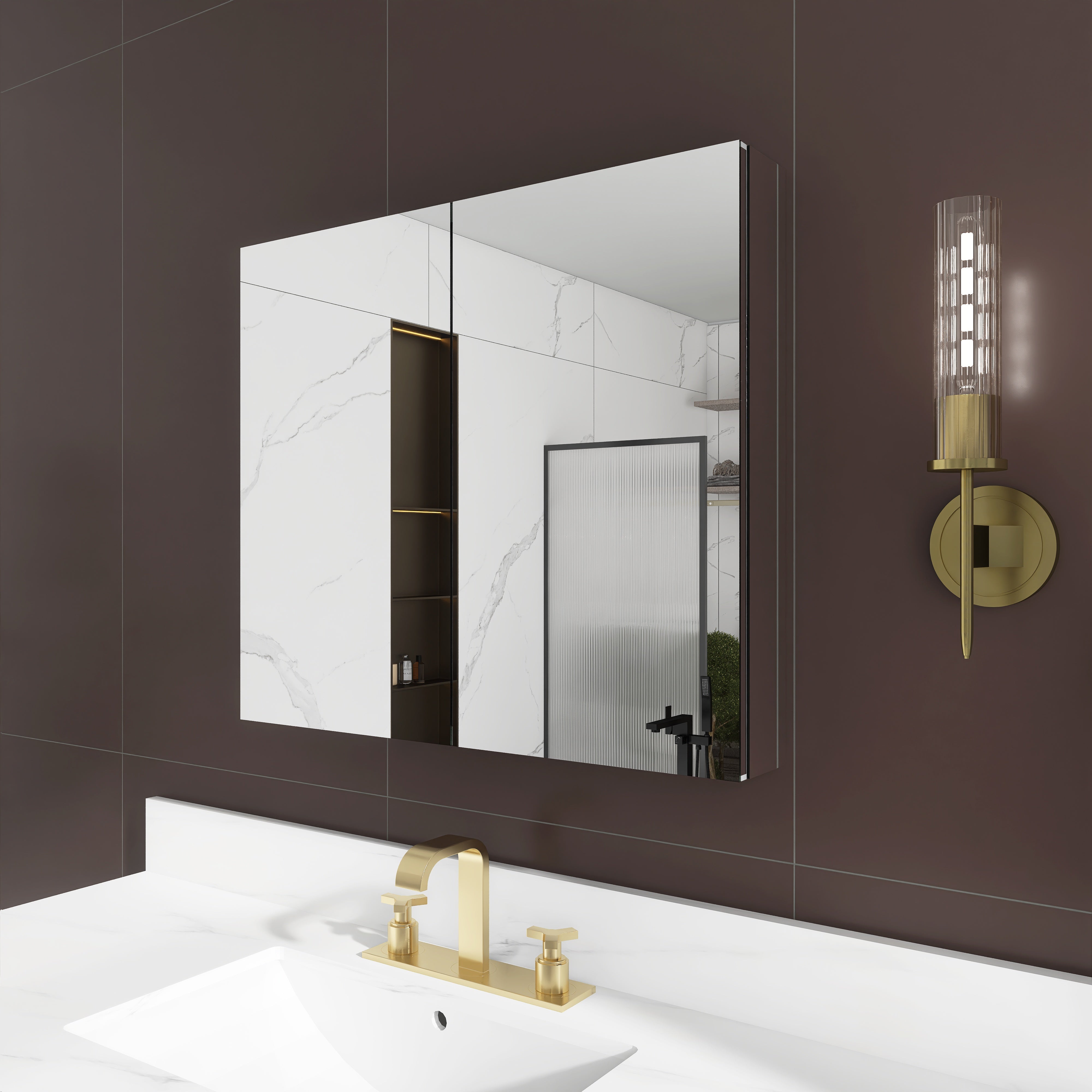 Rectangular Aluminum Recessed Mount /Surface Mount Medicine Cabinet with Mirror
