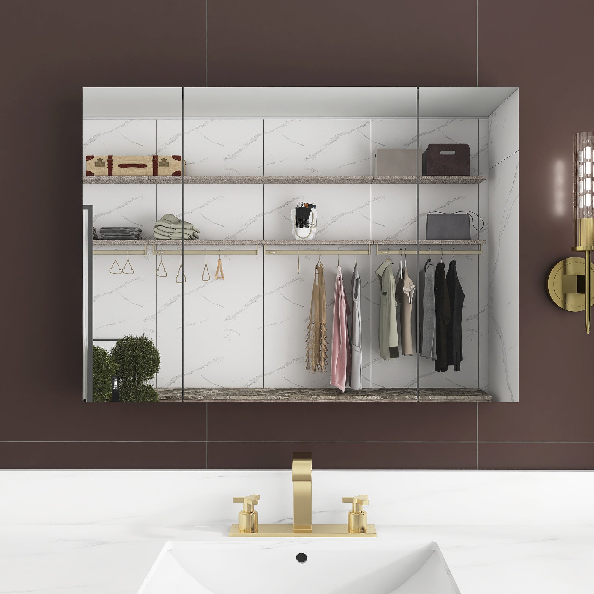Rectangular Aluminum Recessed Mount /Surface Mount Medicine Cabinet with Mirror