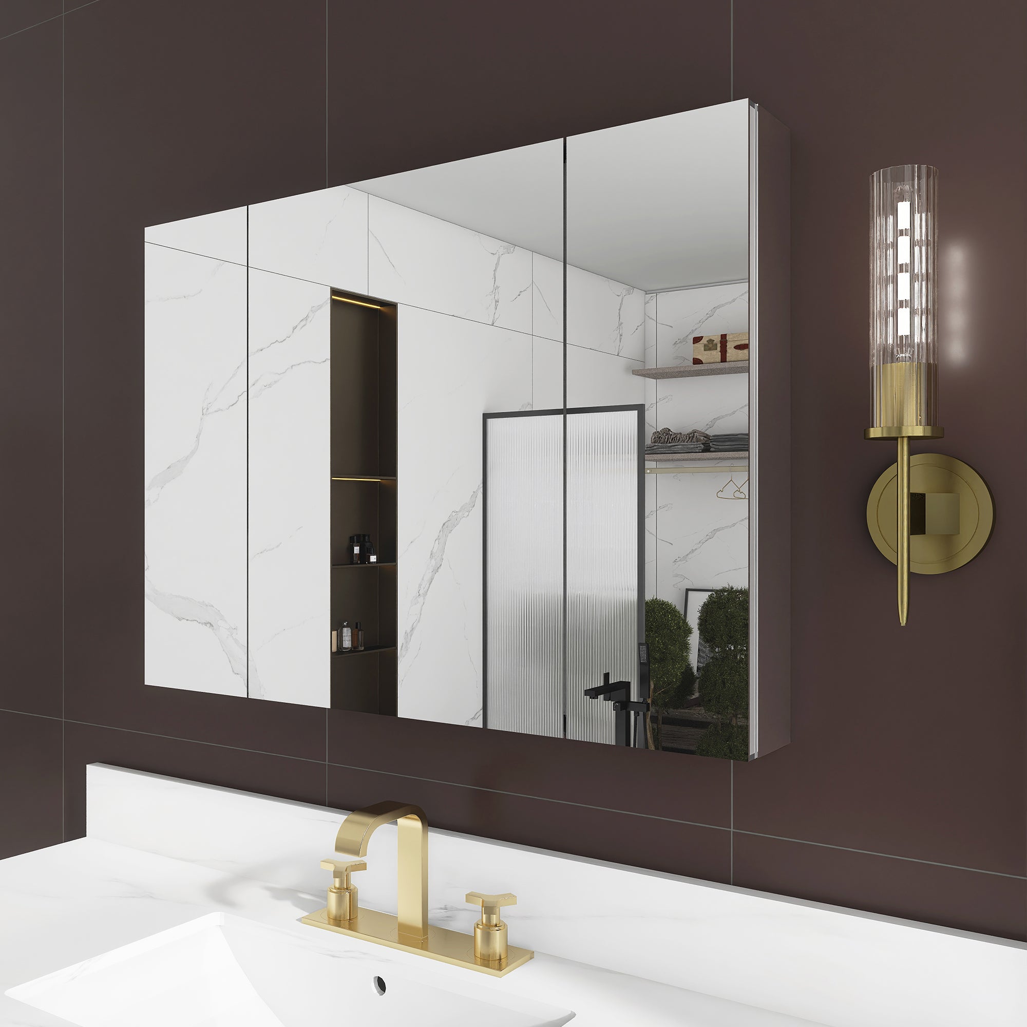 Rectangular Aluminum Recessed Mount /Surface Mount Medicine Cabinet with Mirror
