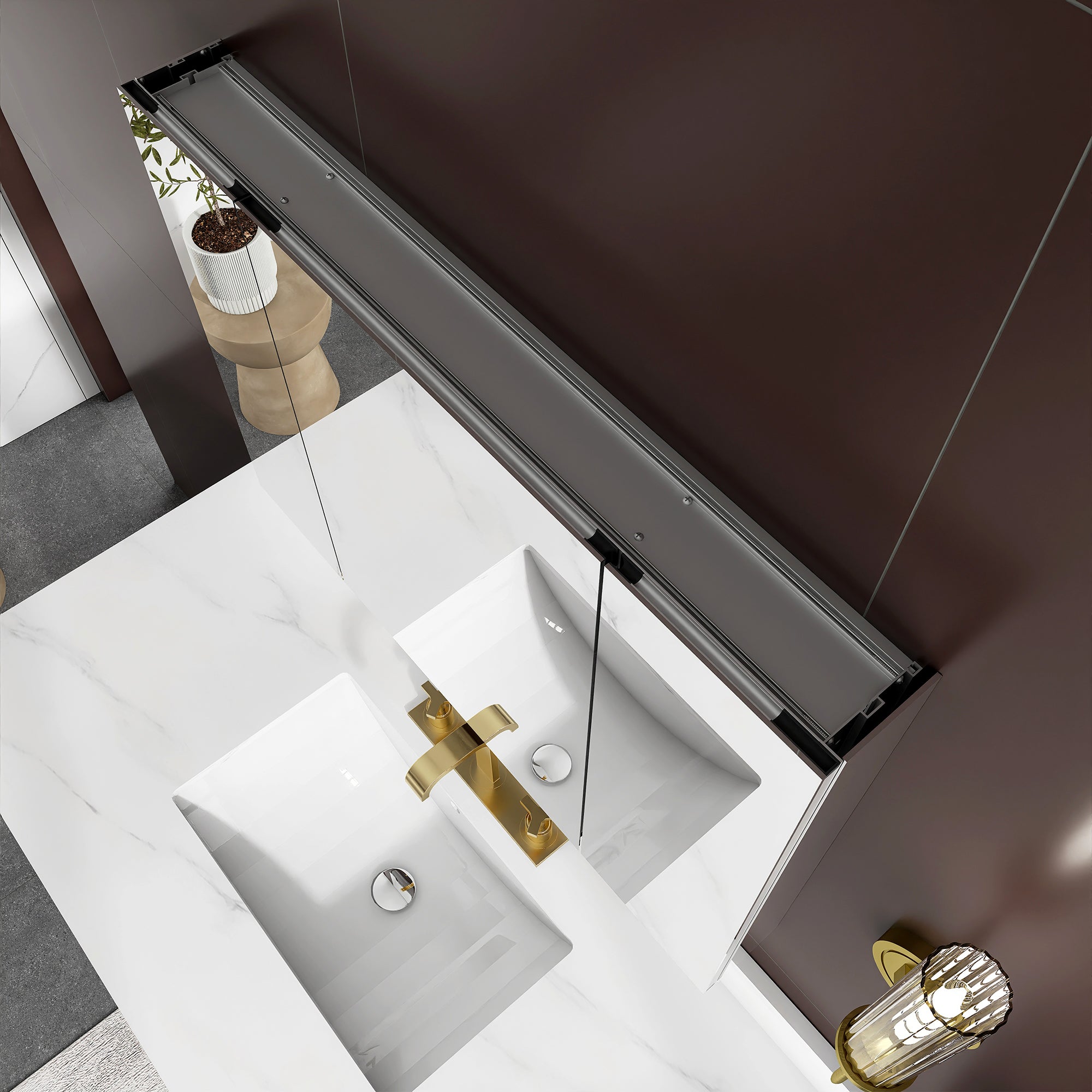 Rectangular Aluminum Recessed Mount /Surface Mount Medicine Cabinet with Mirror