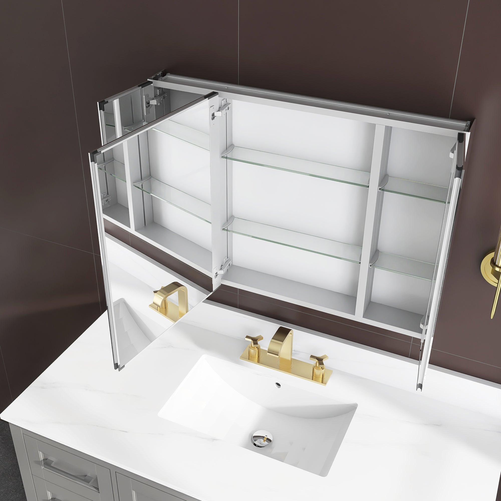Rectangular Aluminum Recessed Mount /Surface Mount Medicine Cabinet with Mirror