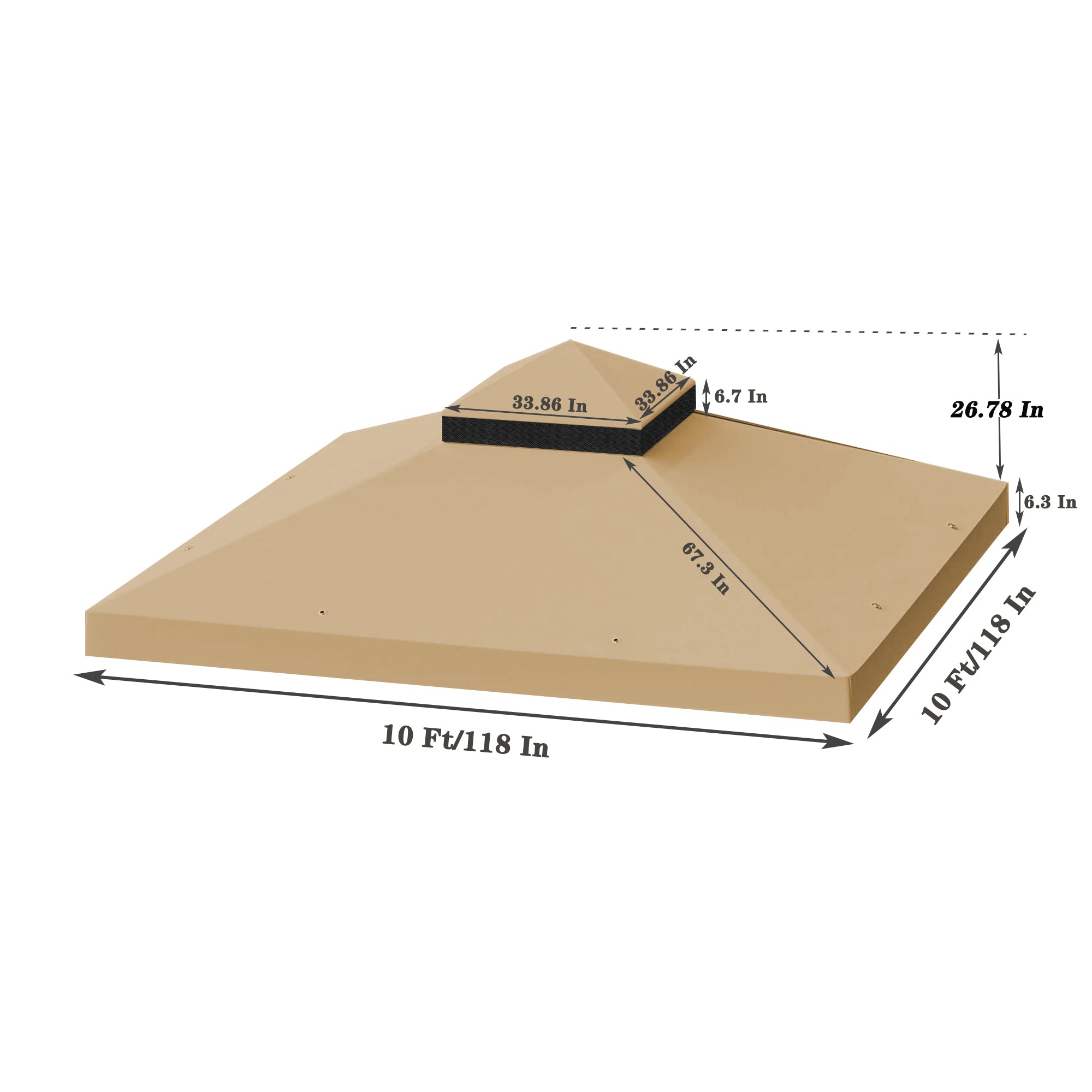 10' X 10 ' Patio Gazebo Double Tiered Replacement Polyester Canopy Top