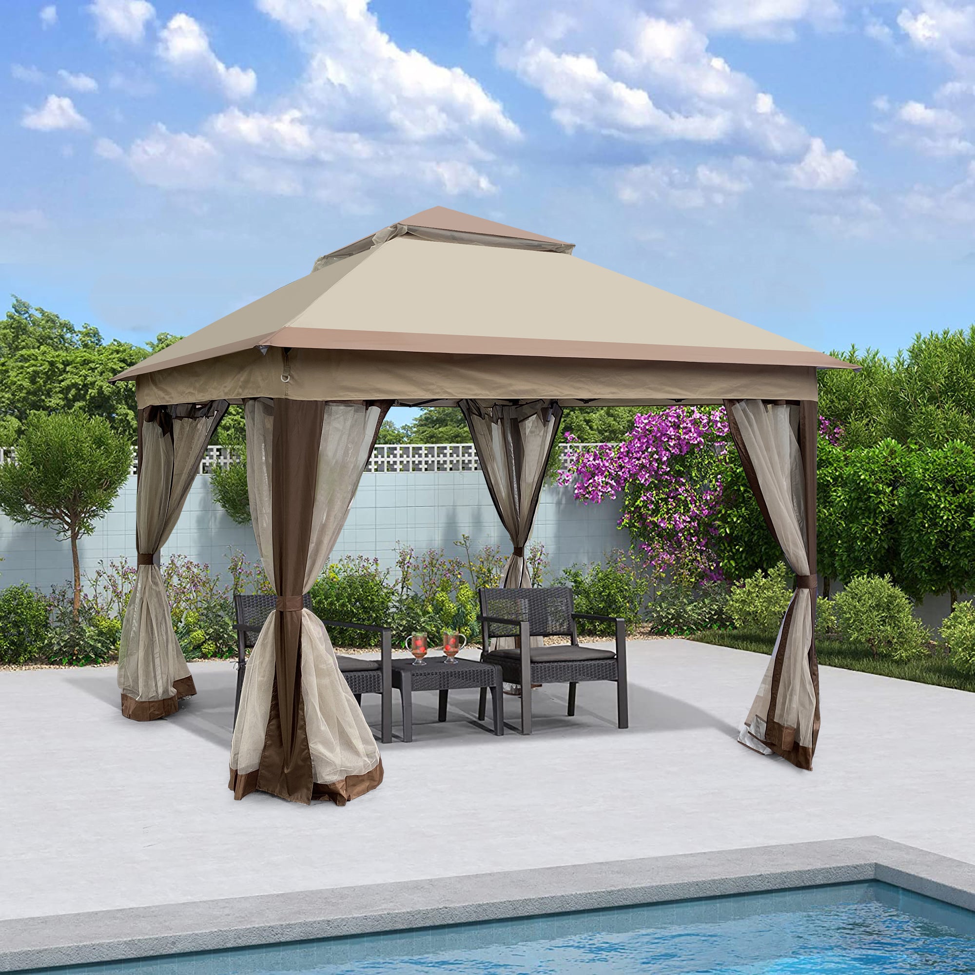 11' X 11 ' Steel Polyester Soft-Top Outdoor Pop-Up Gazebo Canopy