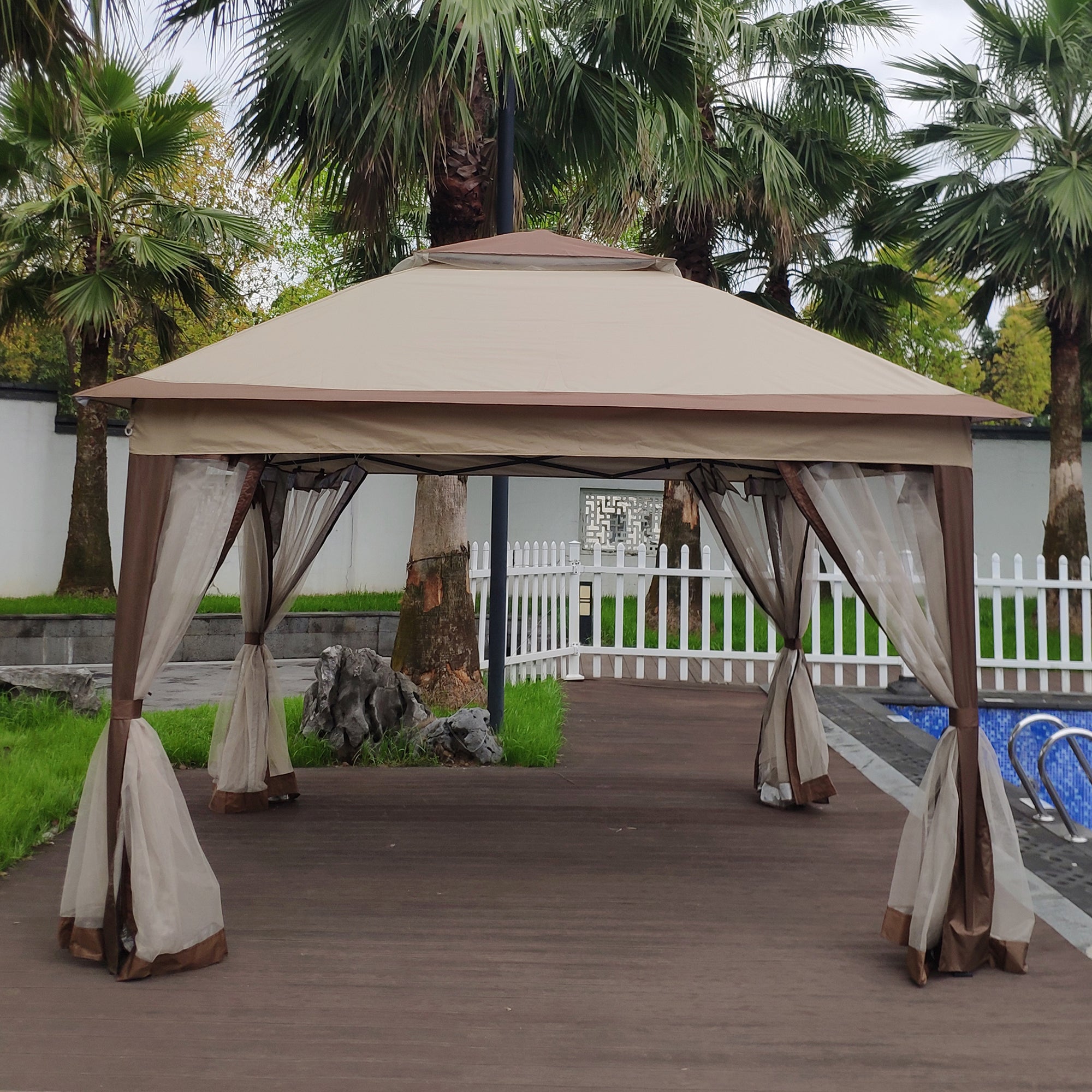 11' X 11 ' Steel Polyester Soft-Top Outdoor Pop-Up Gazebo Canopy