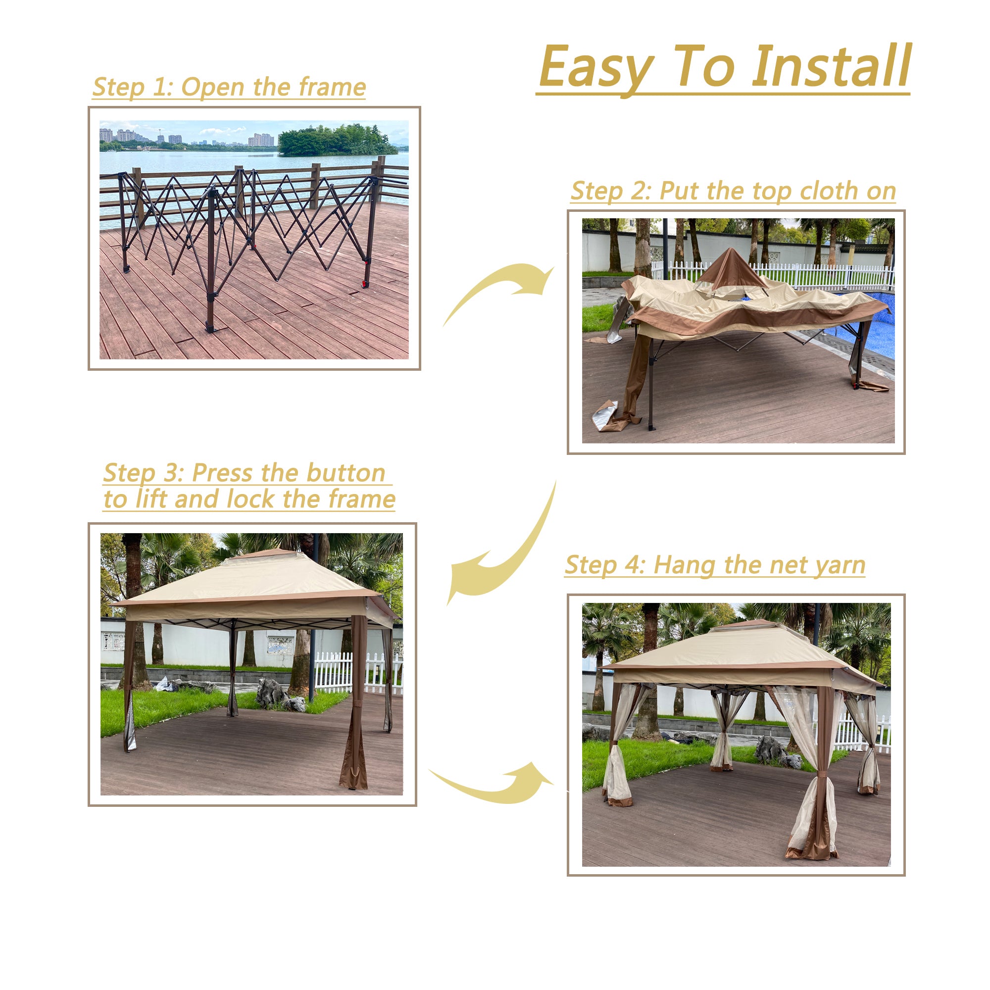 11' X 11 ' Steel Polyester Soft-Top Outdoor Pop-Up Gazebo Canopy