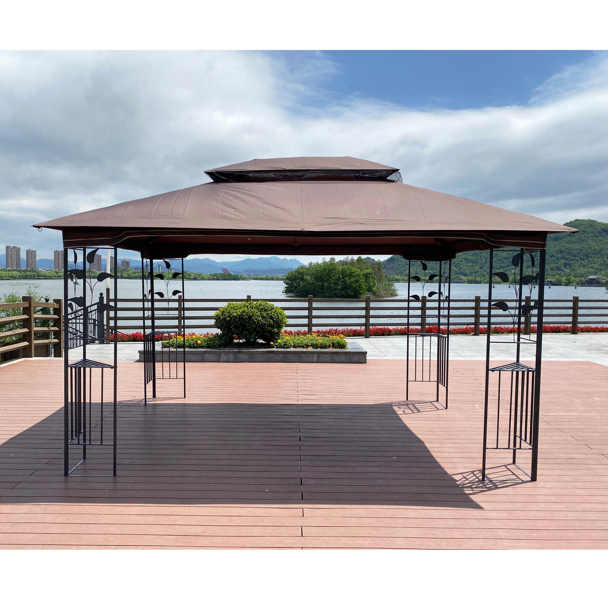 13' x 10' Outdoor Patio Gazebo Canopy Tent With Ventilated Double Roof And Mosquito net