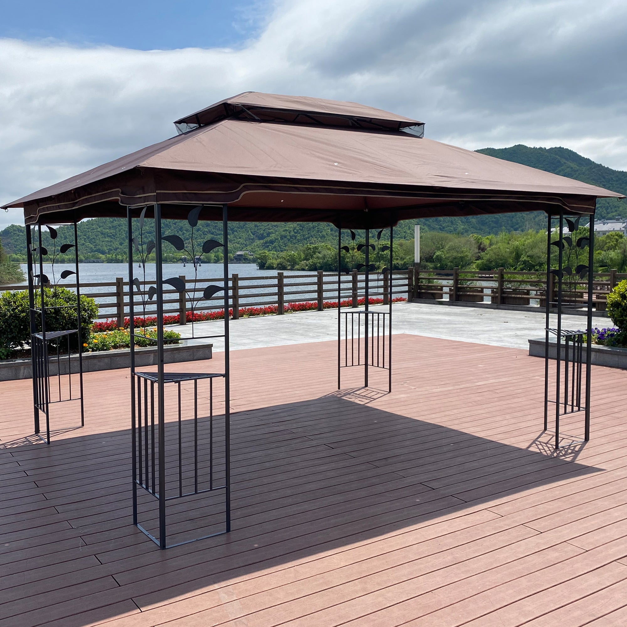 13' x 10' Outdoor Patio Gazebo Canopy Tent With Ventilated Double Roof And Mosquito net