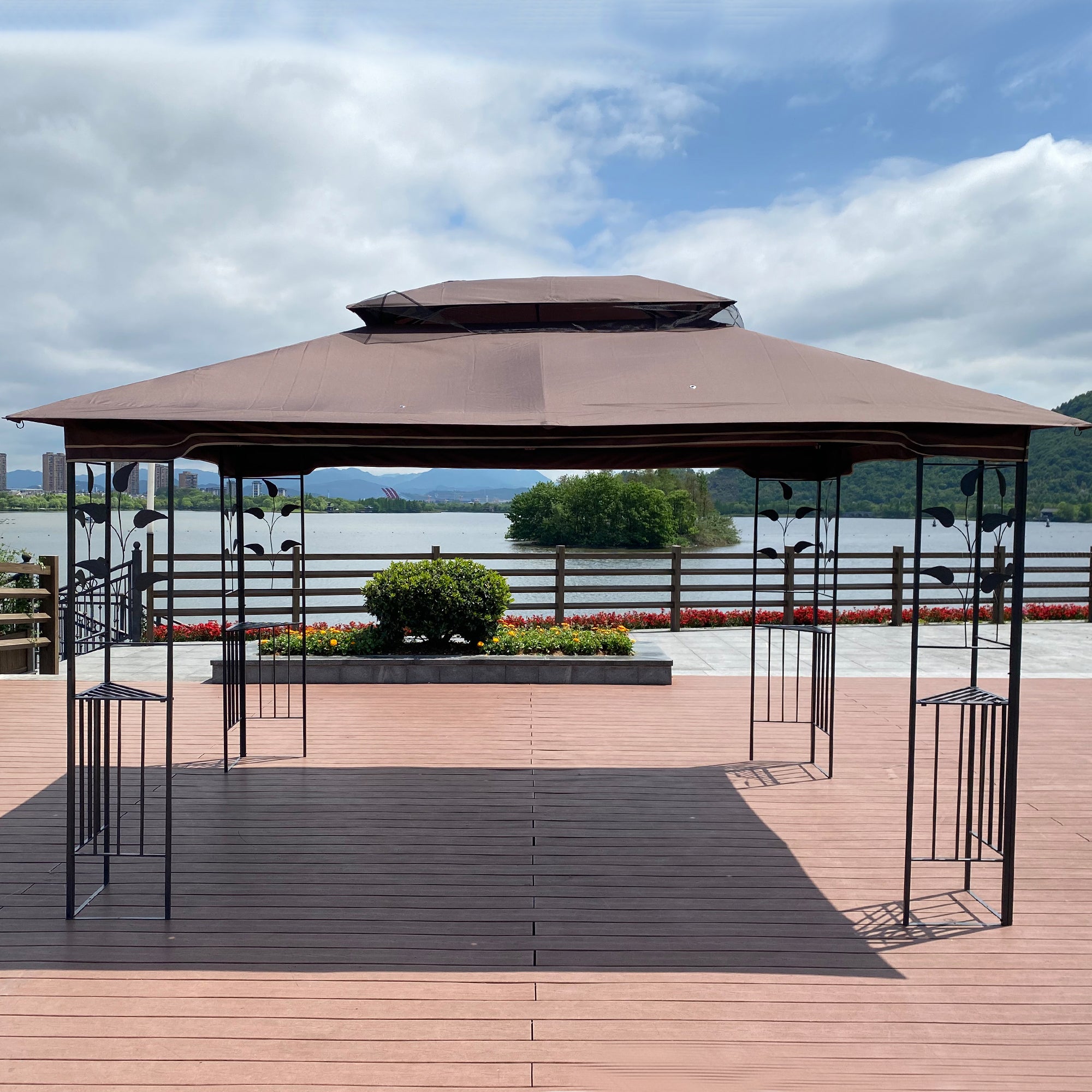 13' x 10' Outdoor Patio Gazebo Canopy Tent With Ventilated Double Roof And Mosquito net