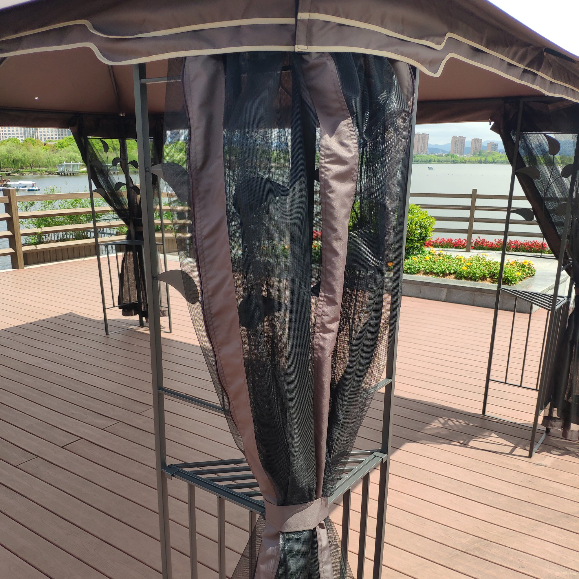 13' x 10' Outdoor Patio Gazebo Canopy Tent With Ventilated Double Roof And Mosquito net