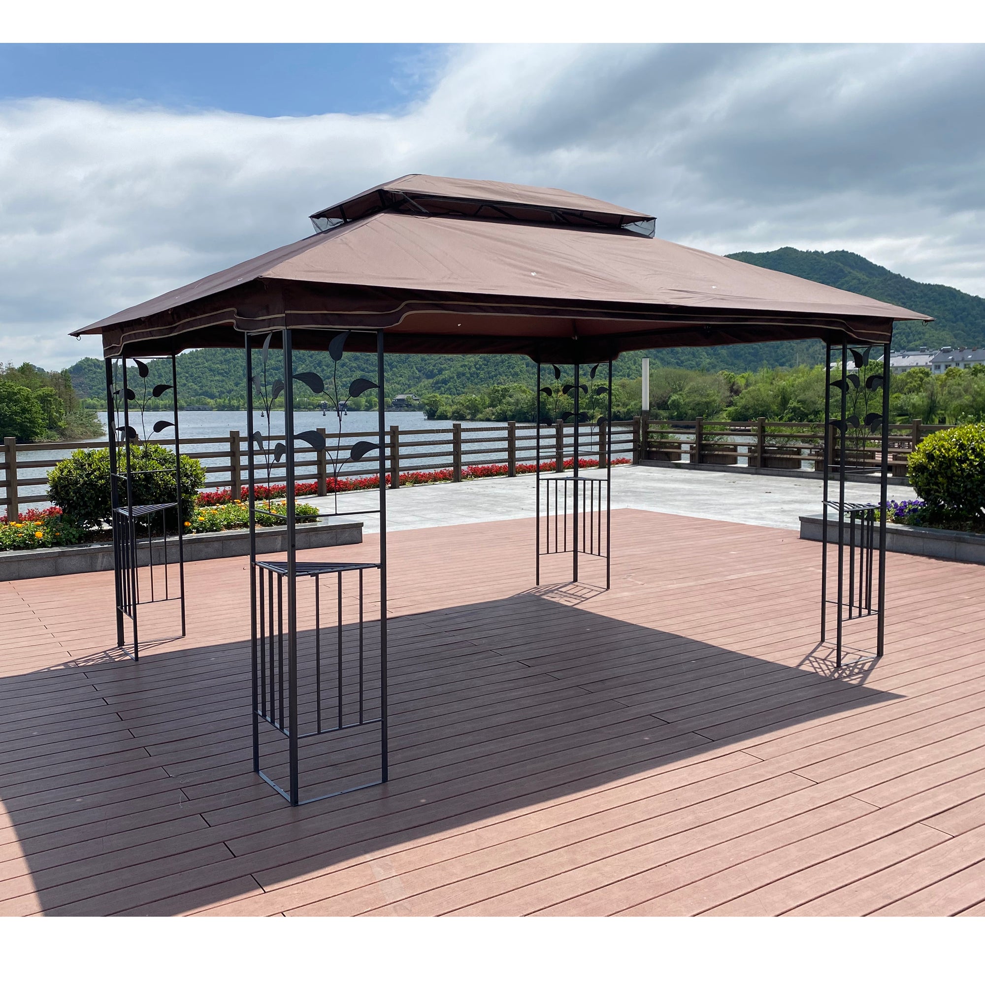 13' x 10' Outdoor Patio Gazebo Canopy Tent With Ventilated Double Roof And Mosquito net
