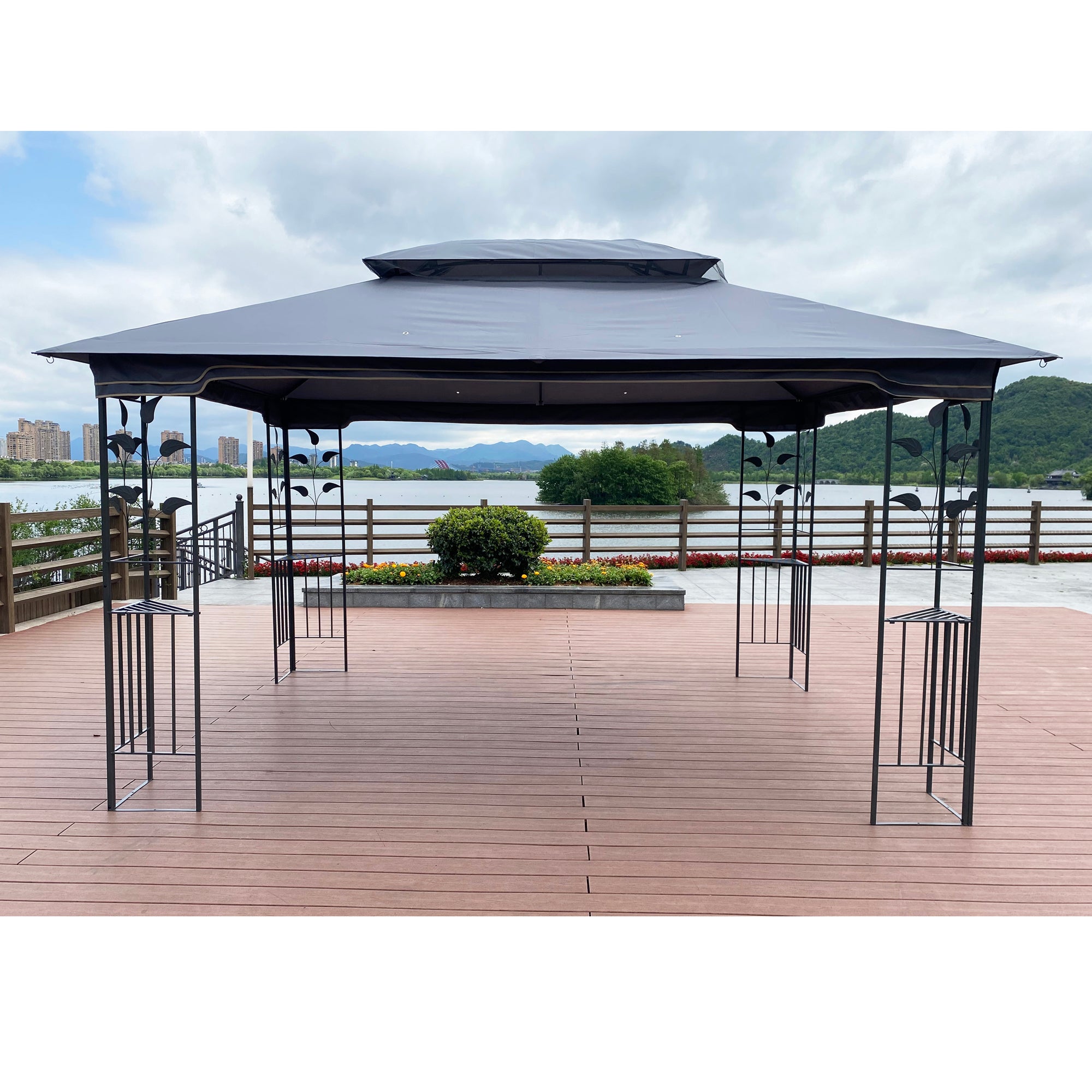 13' x 10' Outdoor Patio Gazebo Canopy Tent With Ventilated Double Roof And Mosquito net